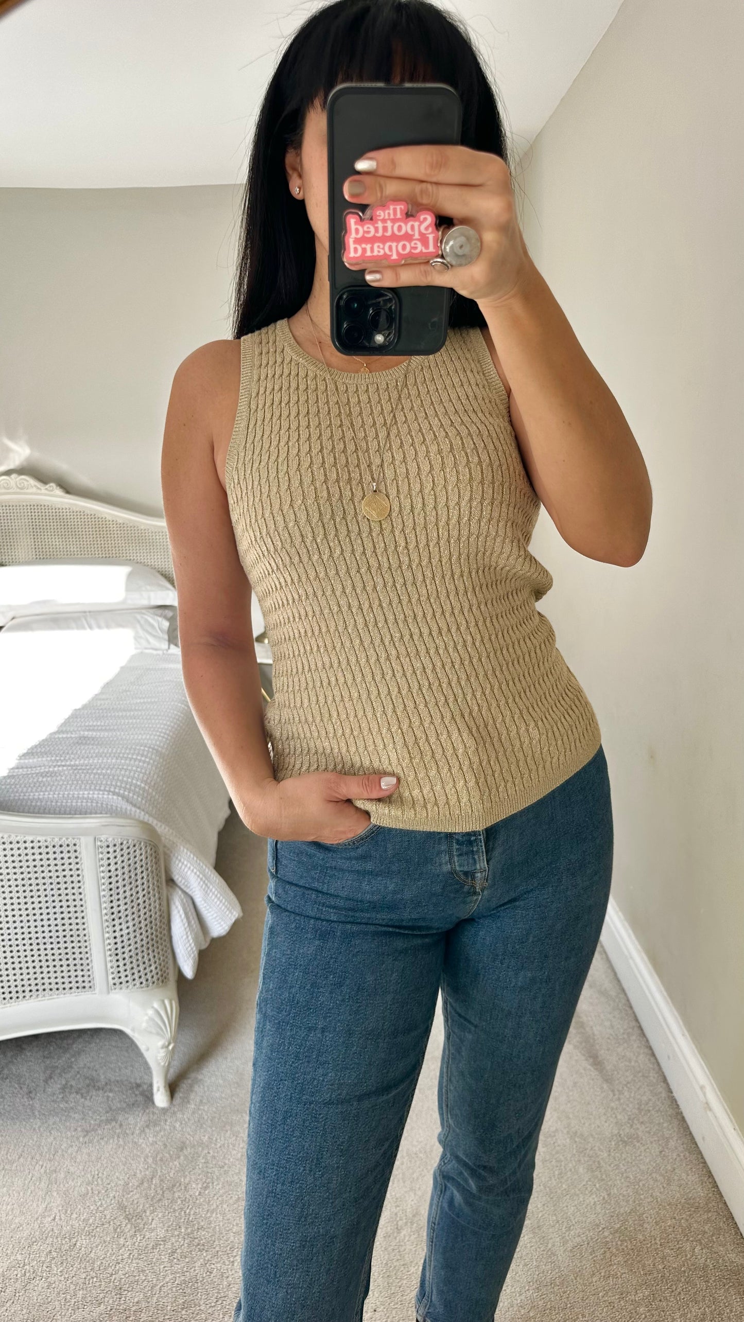 Arket gold shimmer knitted top event medium UK 12-14 new bnwot