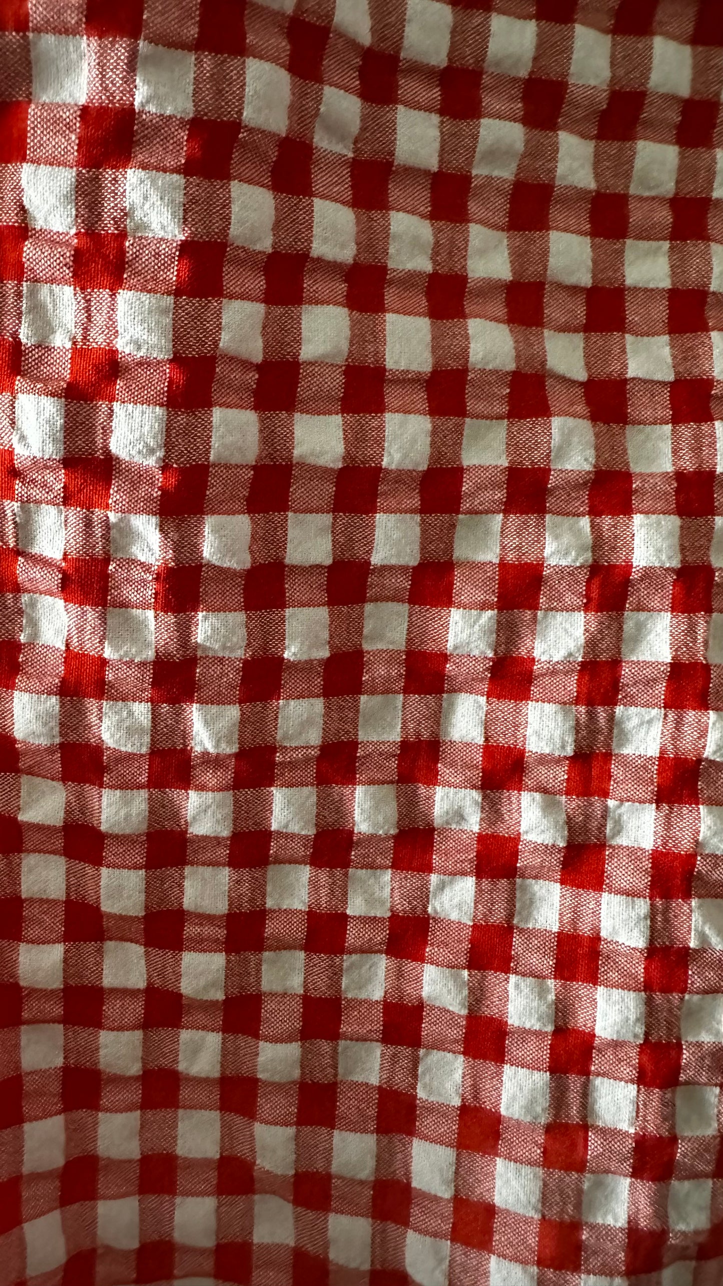 Nobody’s Child red white orange gingham check midi side split dress medium UK 14 vgc