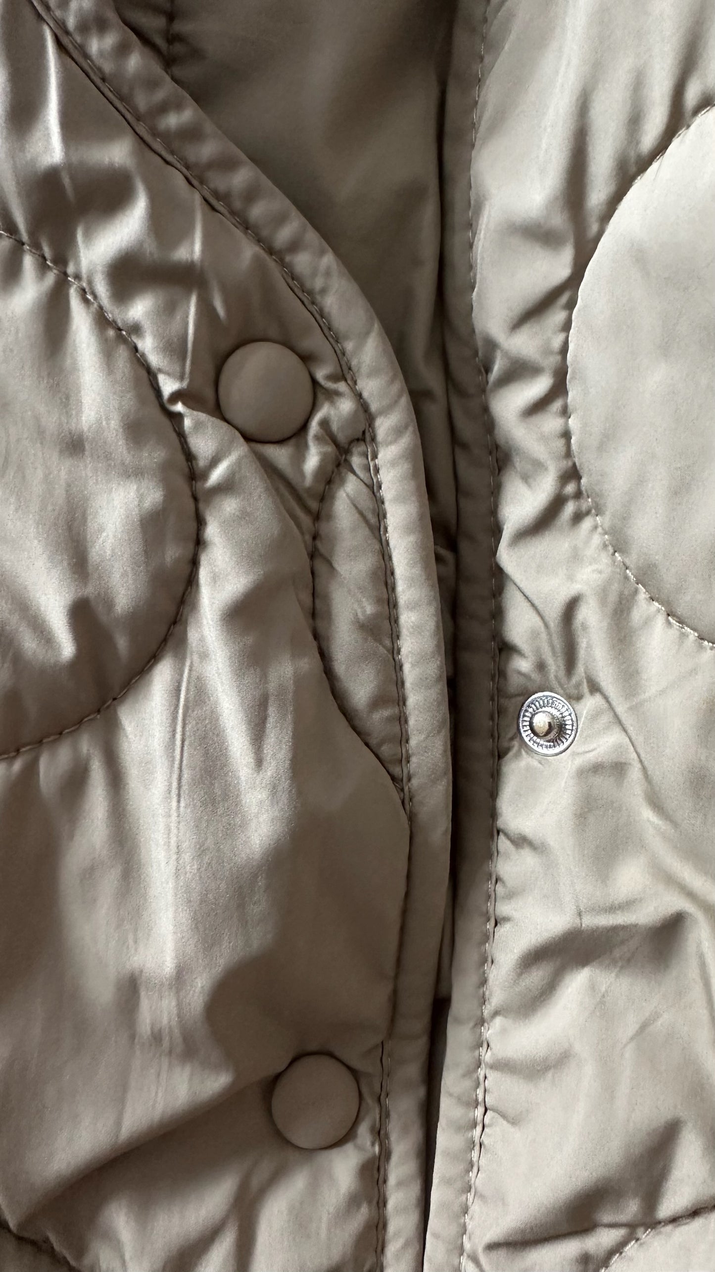 Mango khaki beige quilted jacket coat medium UK 10-12 vgc XMS25