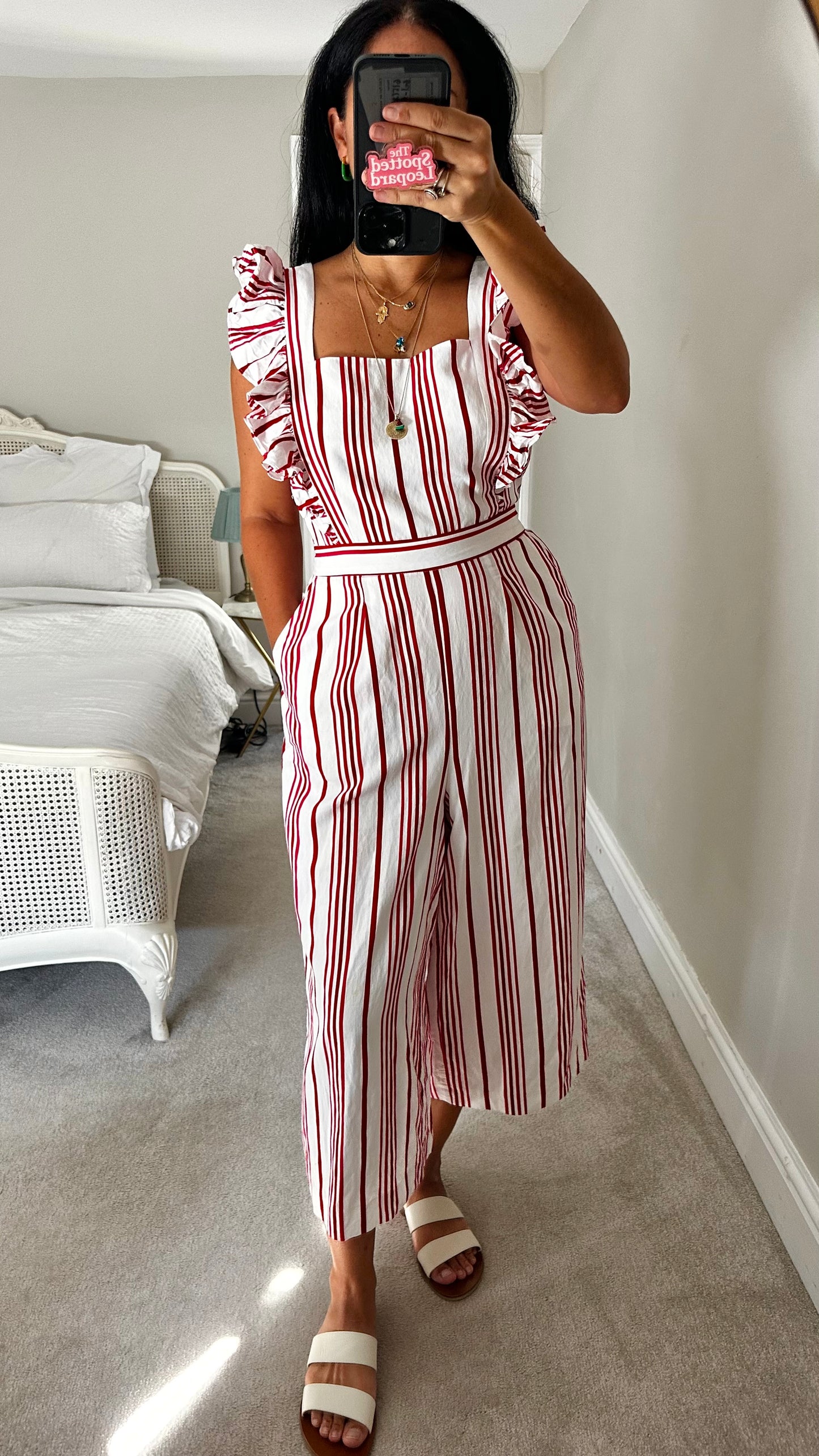 Ted Baker white red stripe jumpsuit playsuit trousersuit medium UK 14 EU 4 holiday