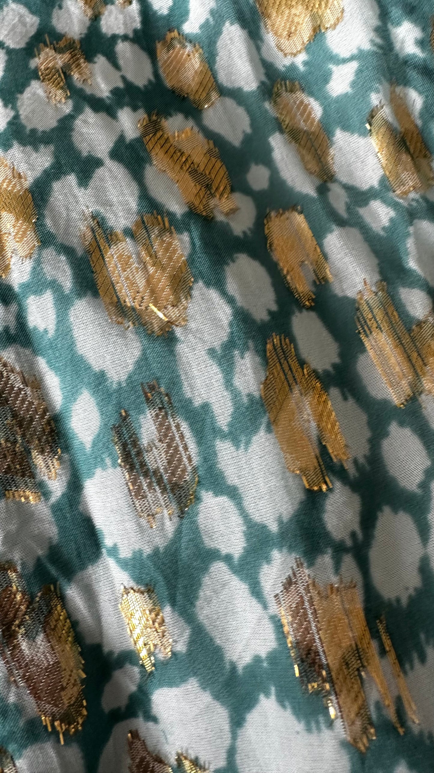 Whistles turquoise green gold strappy event midi dress medium UK 12 vgc