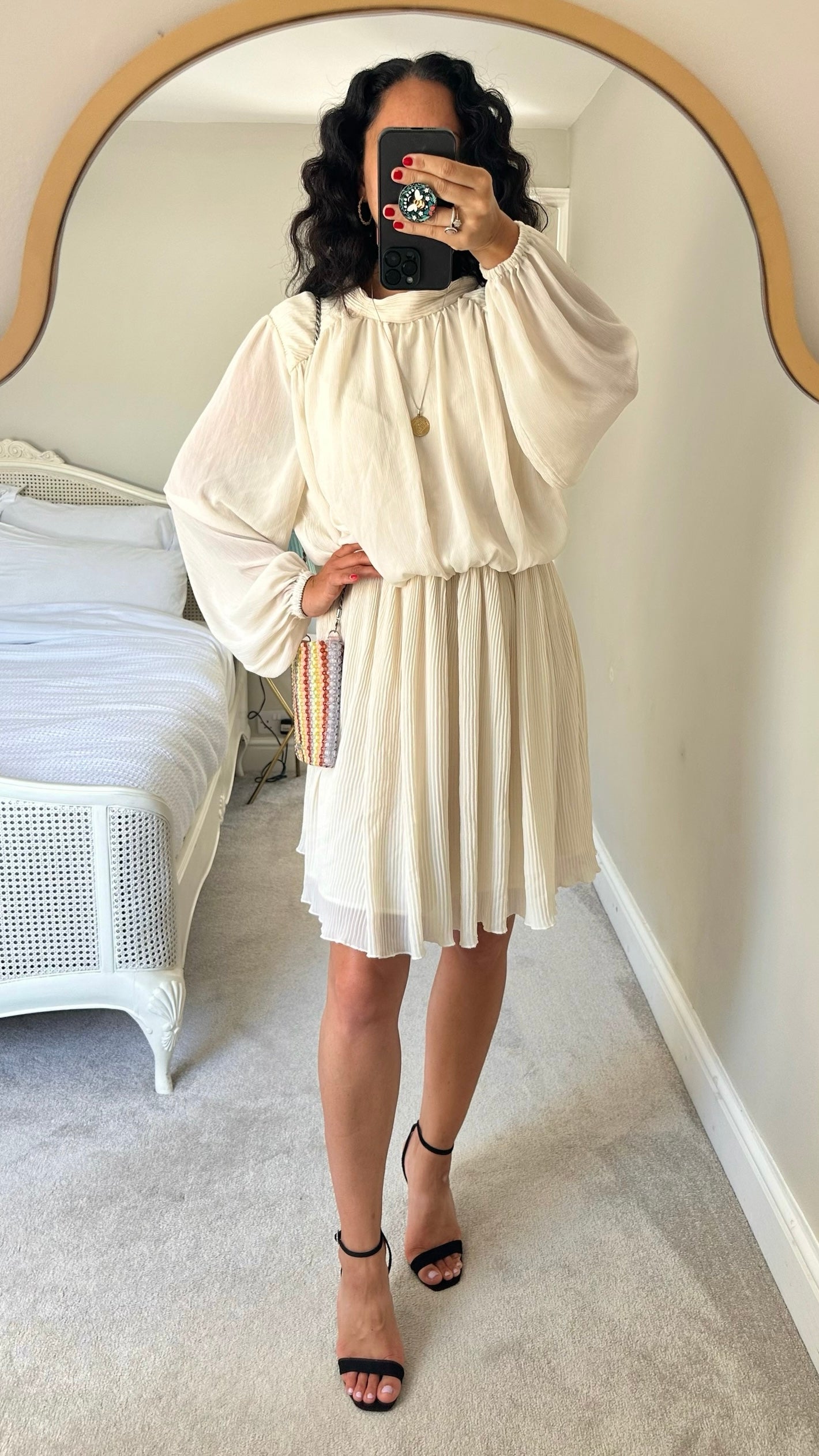 Selected femme @Anthropolgie cream pleat chiffon dress extra large XL UK 14 vgc