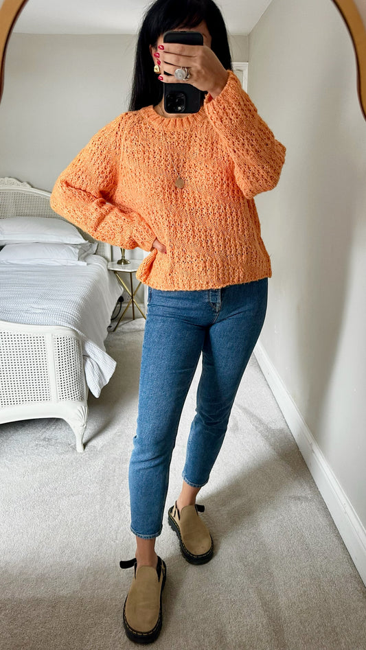 Numph @ Anthropologie orange alpaca wool blend knitted jumper medium UK 10 vgc