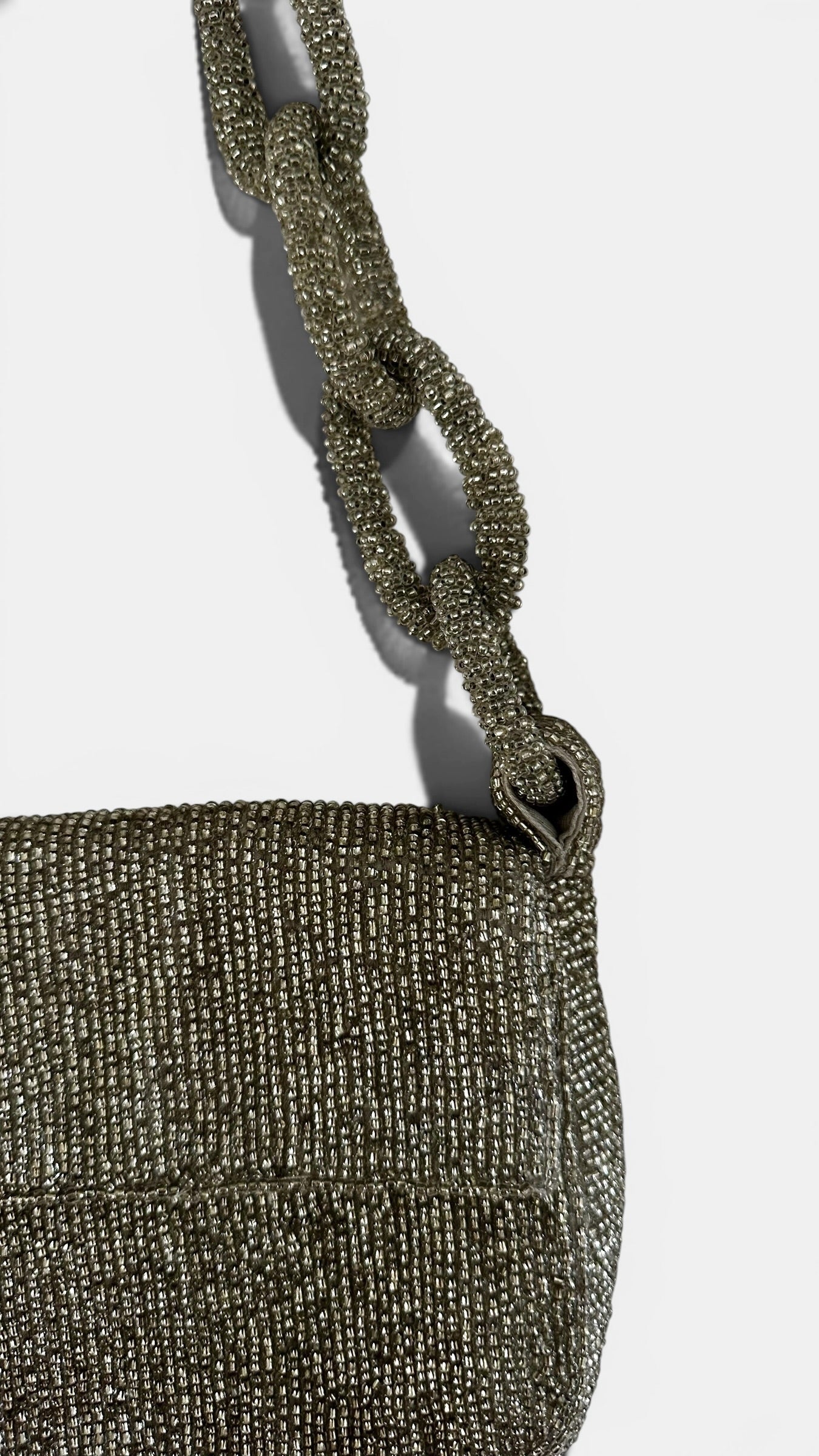 Anthropologie silver beaded chain handbag bag small event wedding guest
