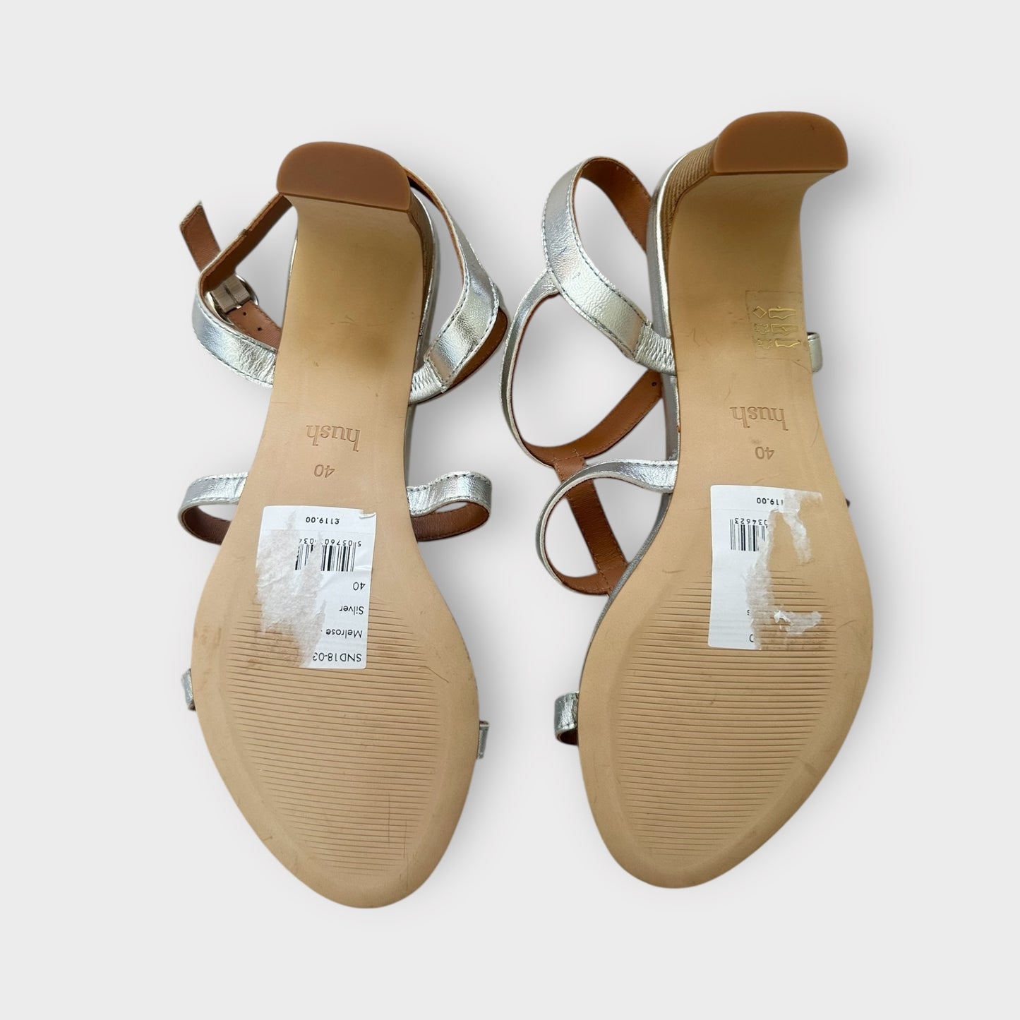 HUSH silver metallic leather shoes heels event new bnwot UK 7 EU 40