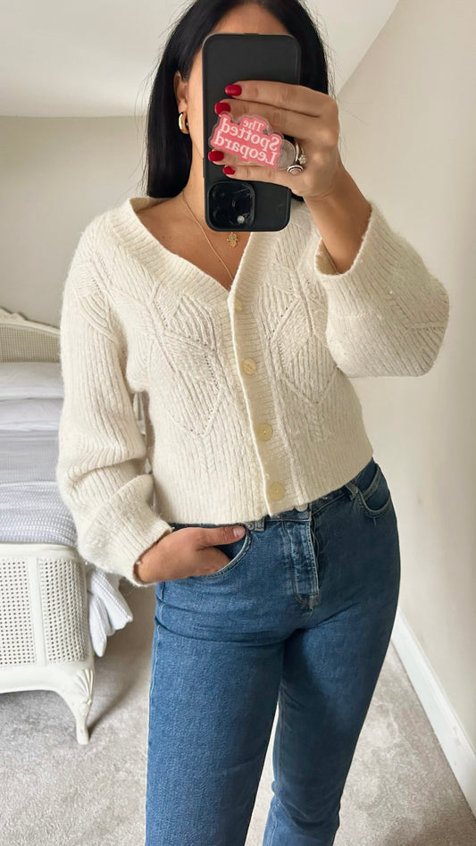 & other stories cream alpaca wool blend knitted cardigan small UK 8 vgc XMS25