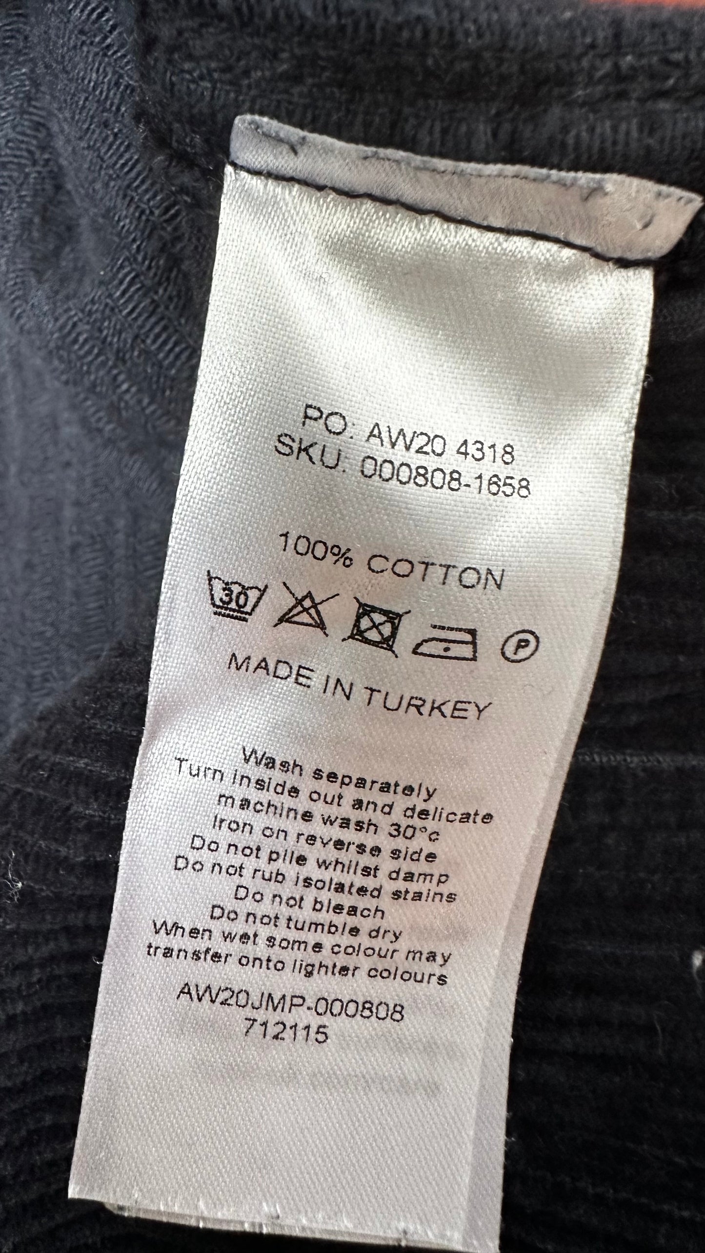 HUSH navy blue black corduroy dungarees jumpsuit trousers medium UK 14 vgc