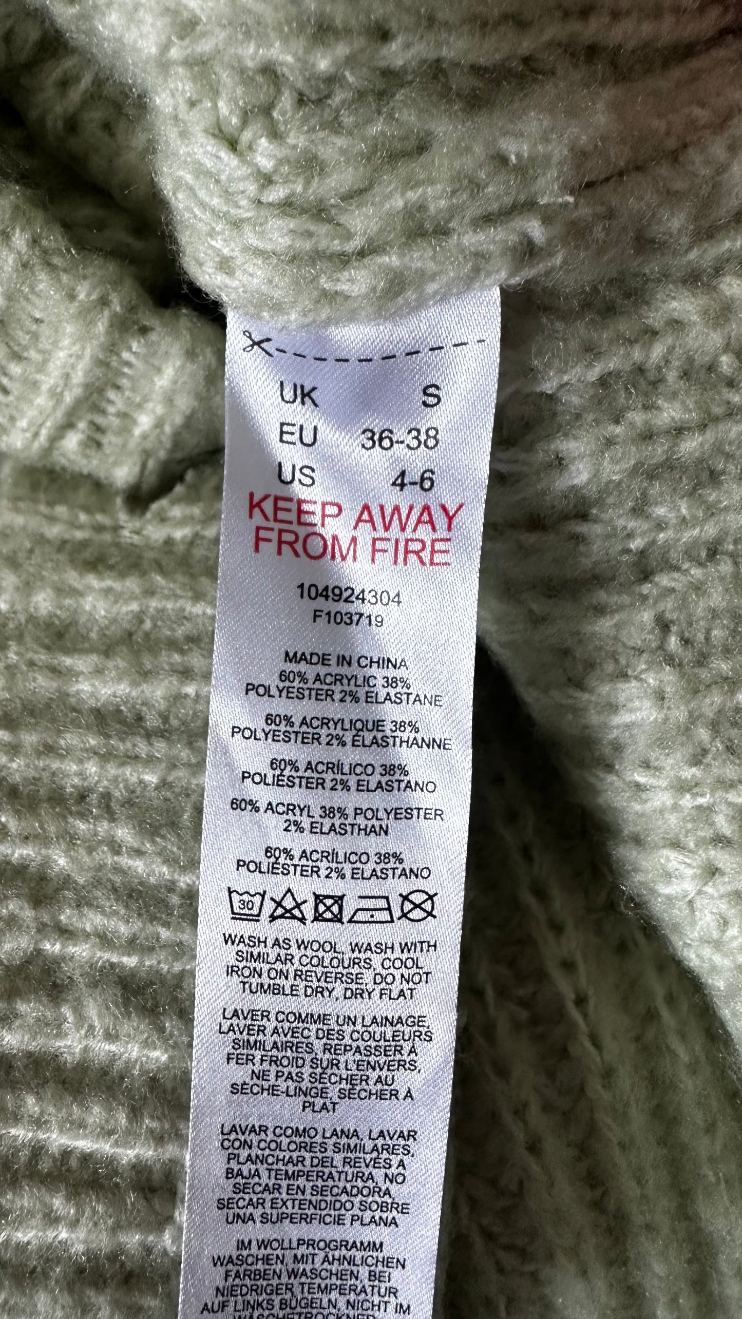 Topshop mint green knitted cardigan jumper small UK 8 vgc