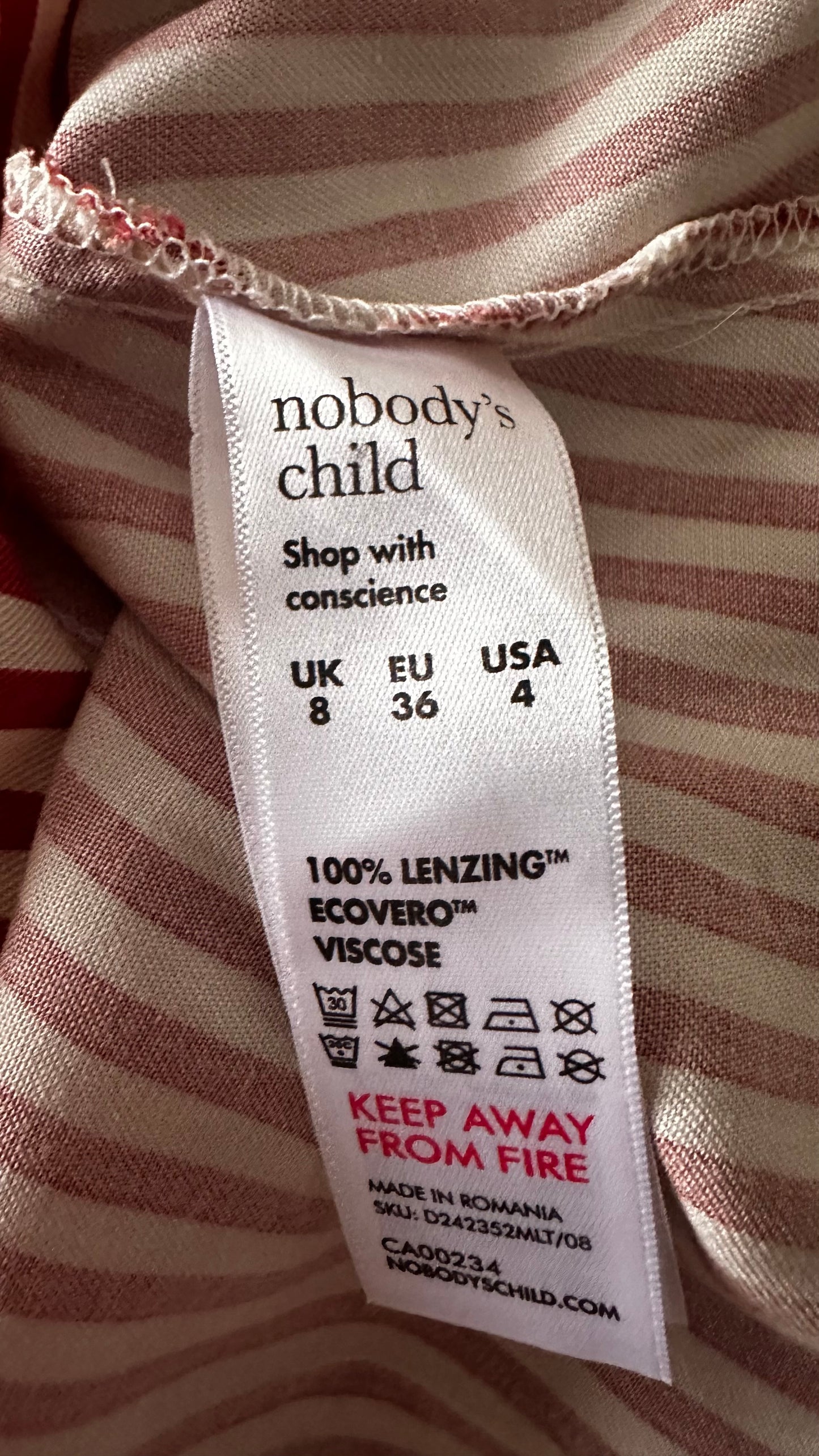 Nobody’s Child red cream candy stripe mini button up dress small medium UK 8 12 new bnwt