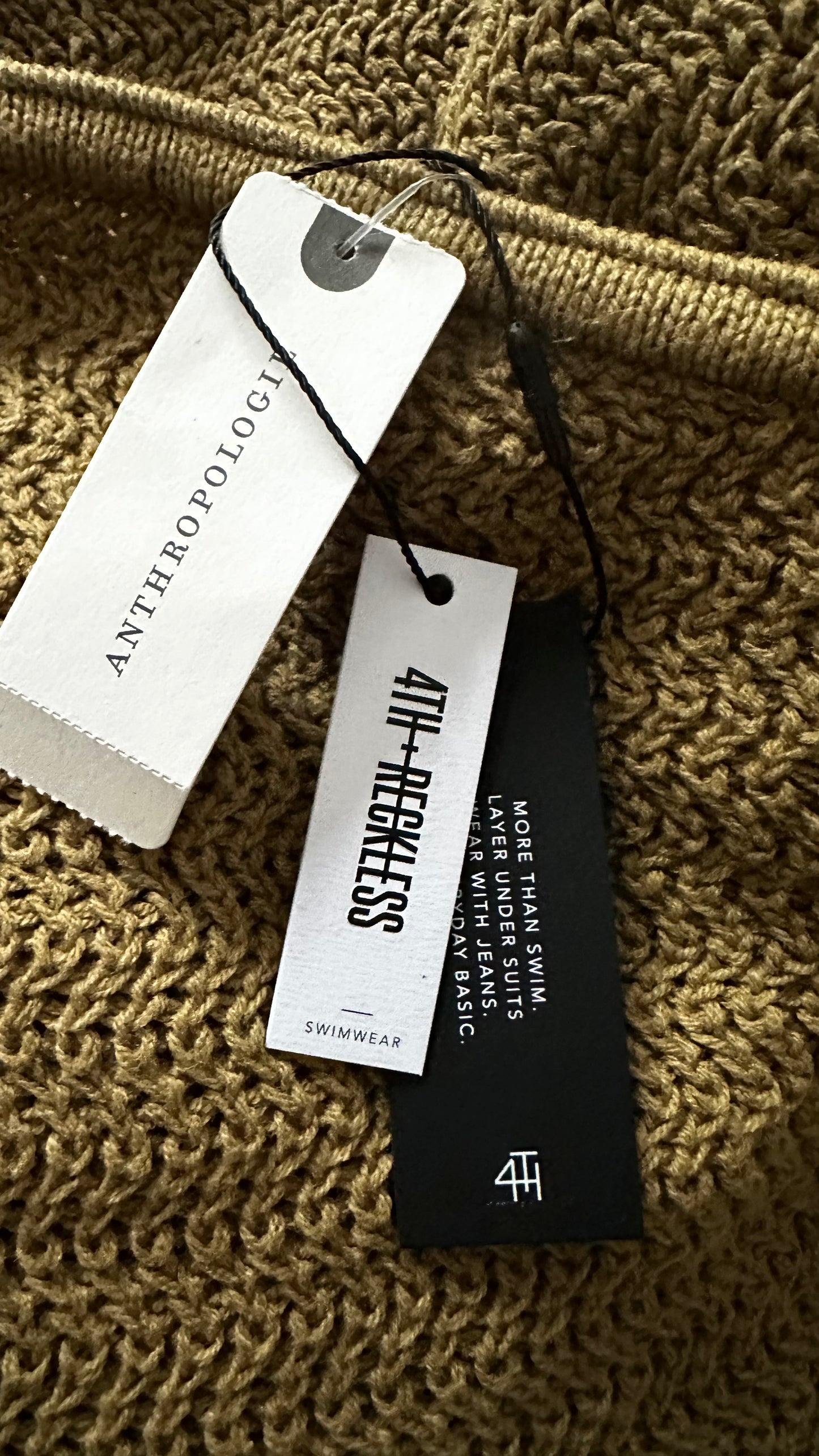 4th & Reckless khaki gold crochet knitted strapless holiday dress maxi long large UK 14 new bnwt