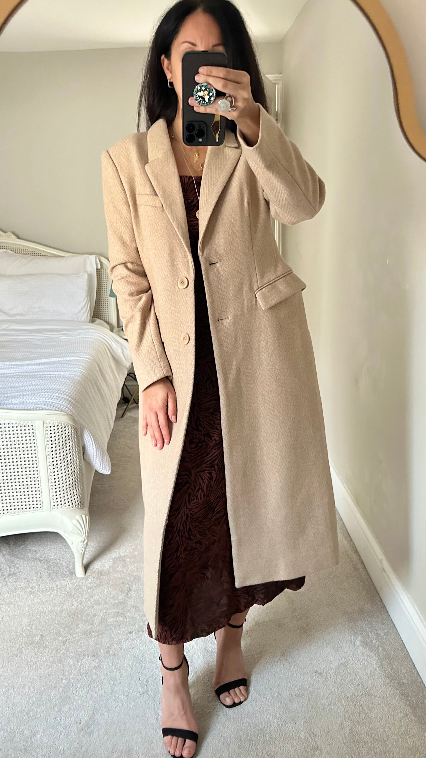 & other stories cream beige wool blend longline coat large UK 12-14 vg