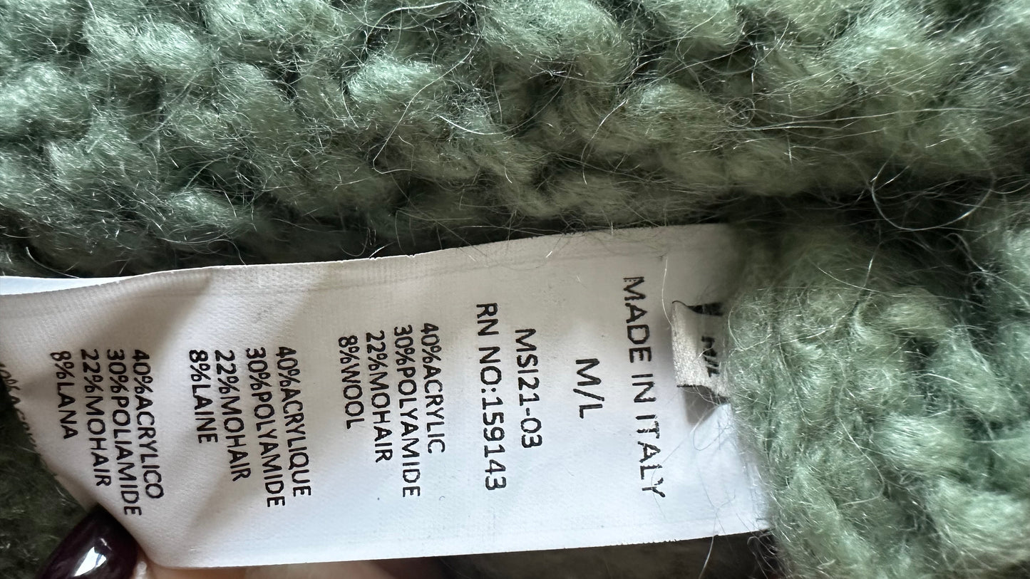 FRNCH sage green wool mohair knitted jumper new bnwt medium large UK 12-14