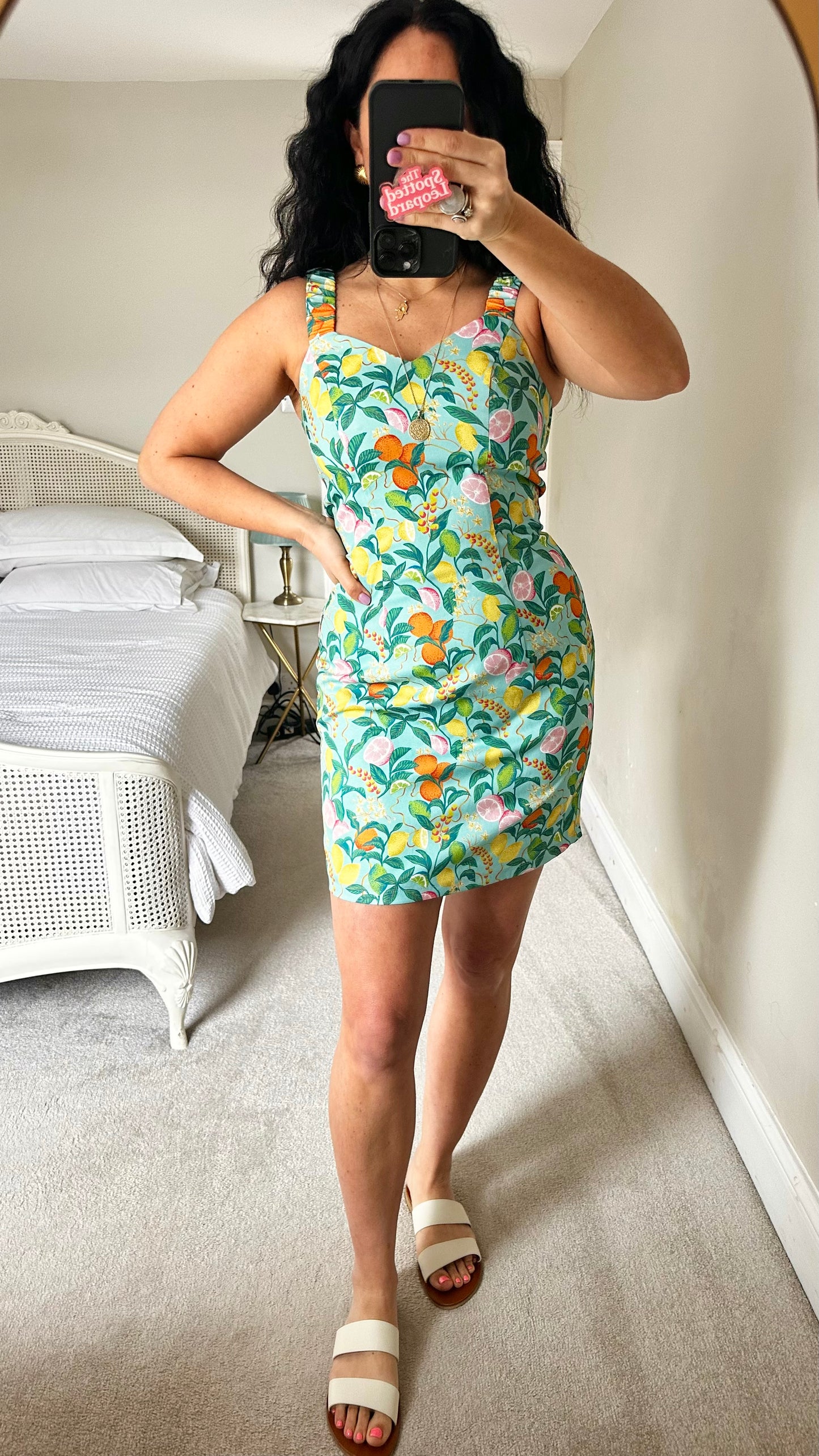 Chi Chi turquoise lemon orange fruit print mini dress small UK 10 new bnwot