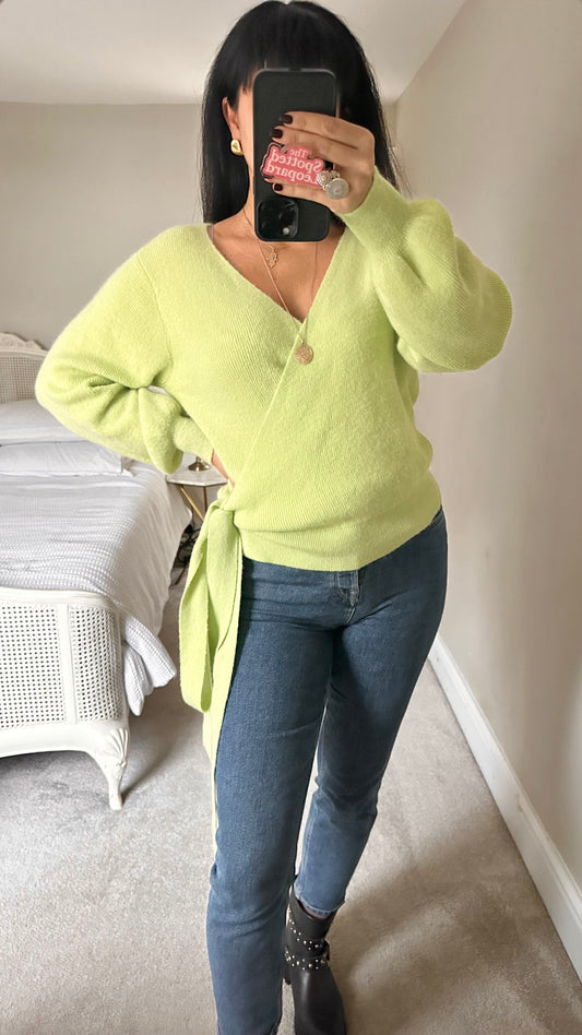 Kitri alpaca blend knitted wrap cardigan jumper medium UK 10-12 vgc