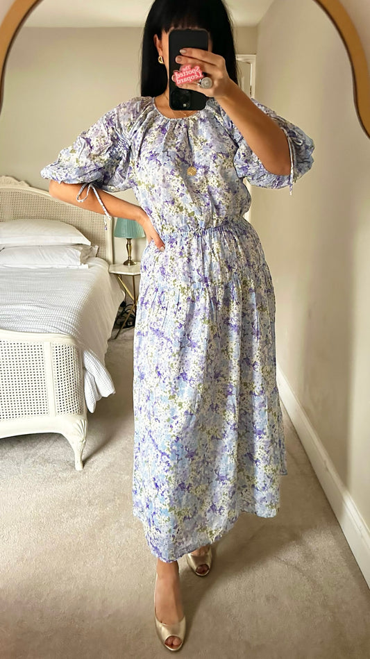 & other stories light blue lilac wedding guest dress medium UK 10-12 vgc