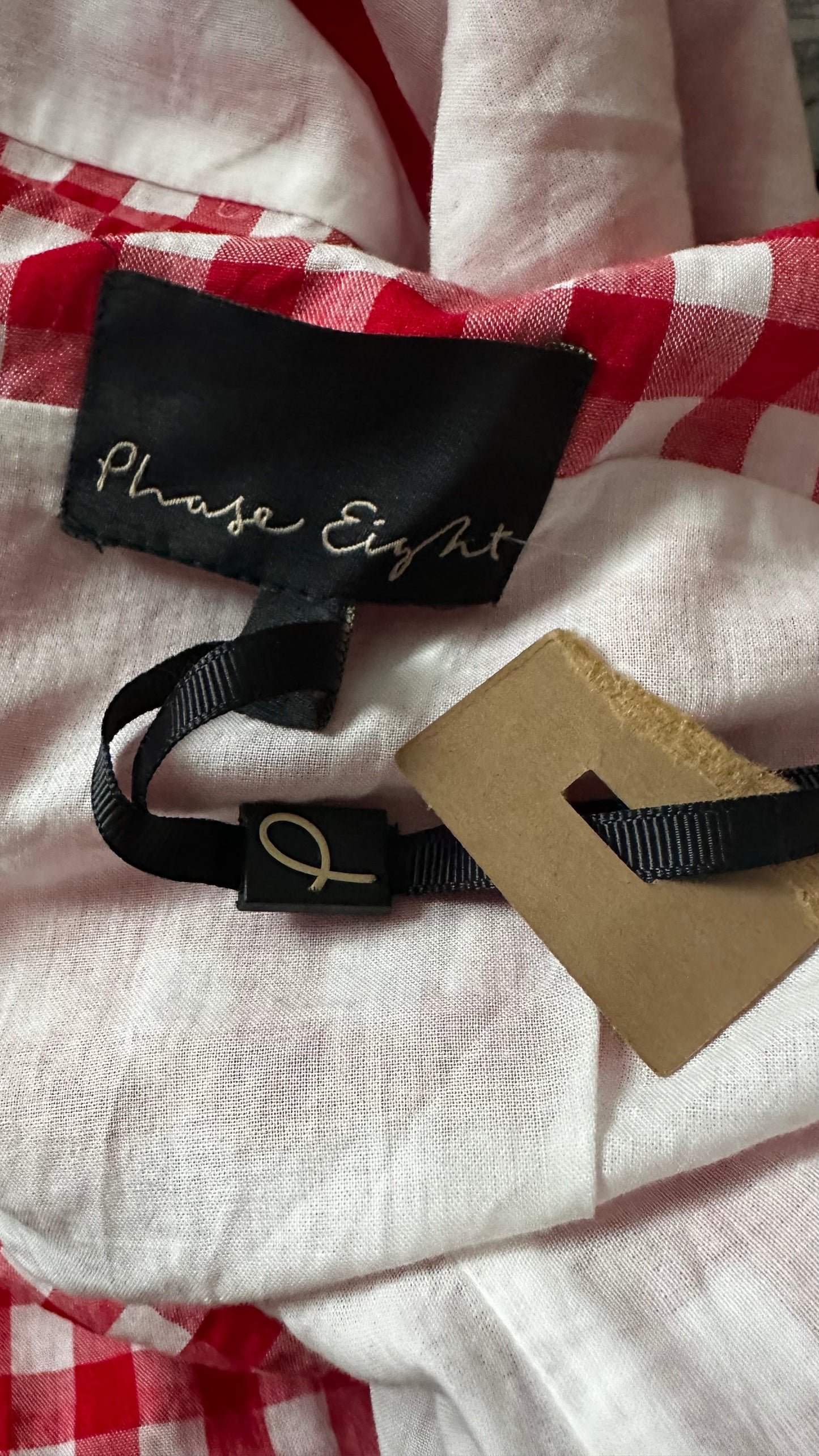 Phase Eight red white gingham check maxi long dress medium UK 14 vgc