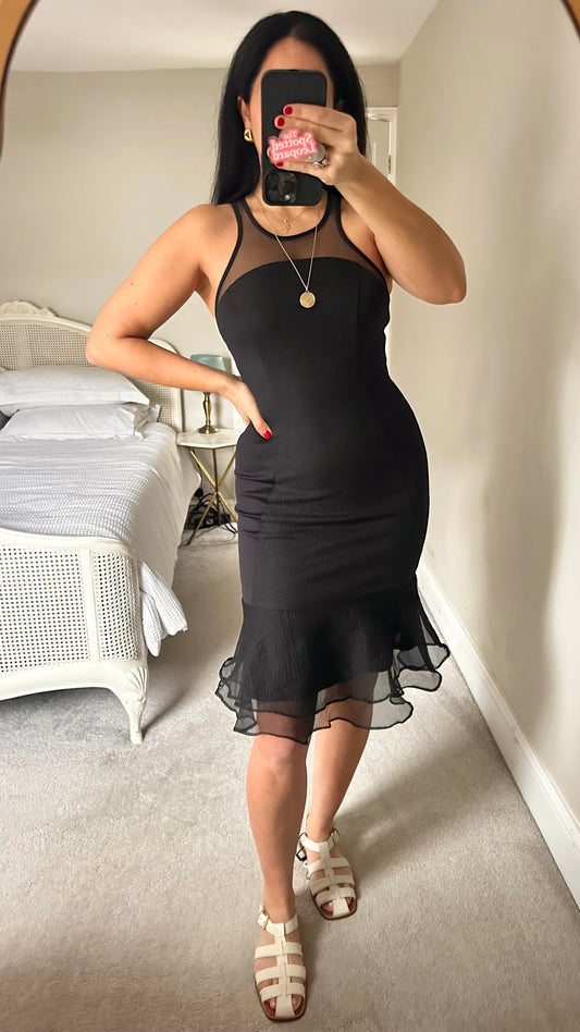 YAS black mesh mid length dress event small UK 10 races vgc