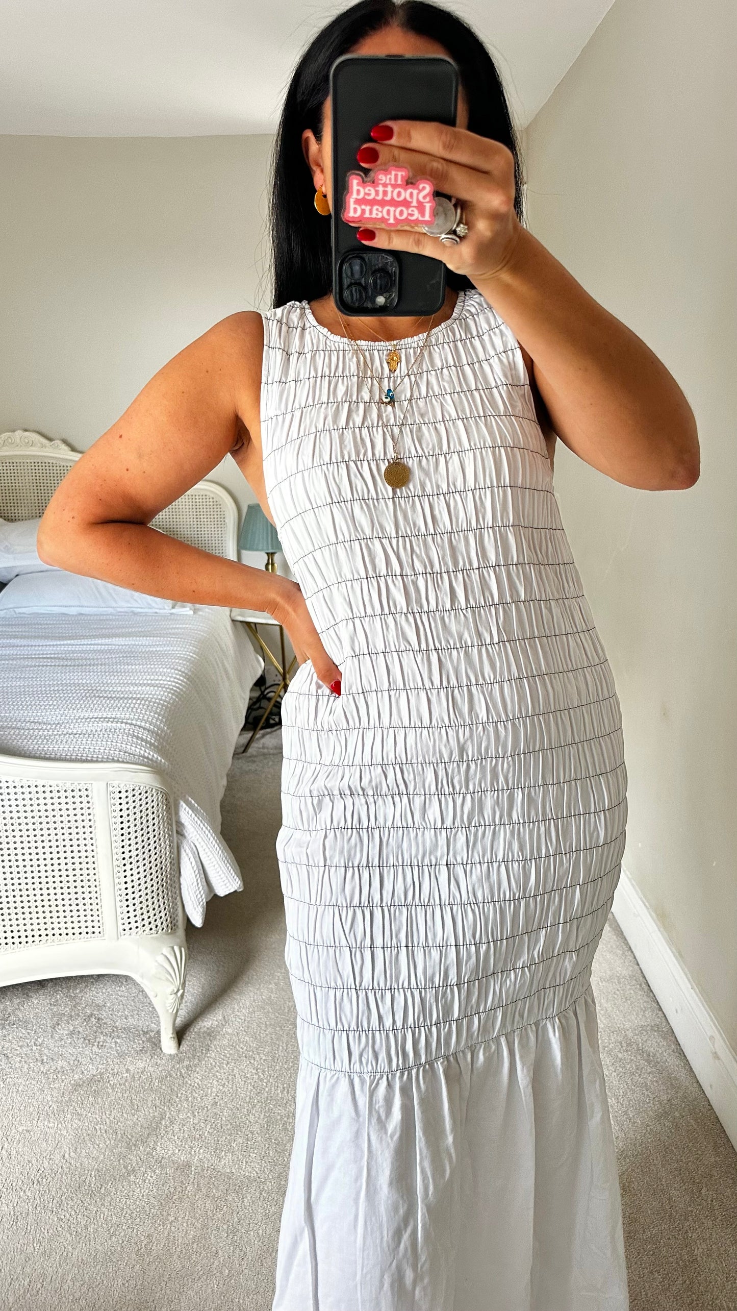 Topshop white shirred maxi long dress medium UK 14 new bnwt