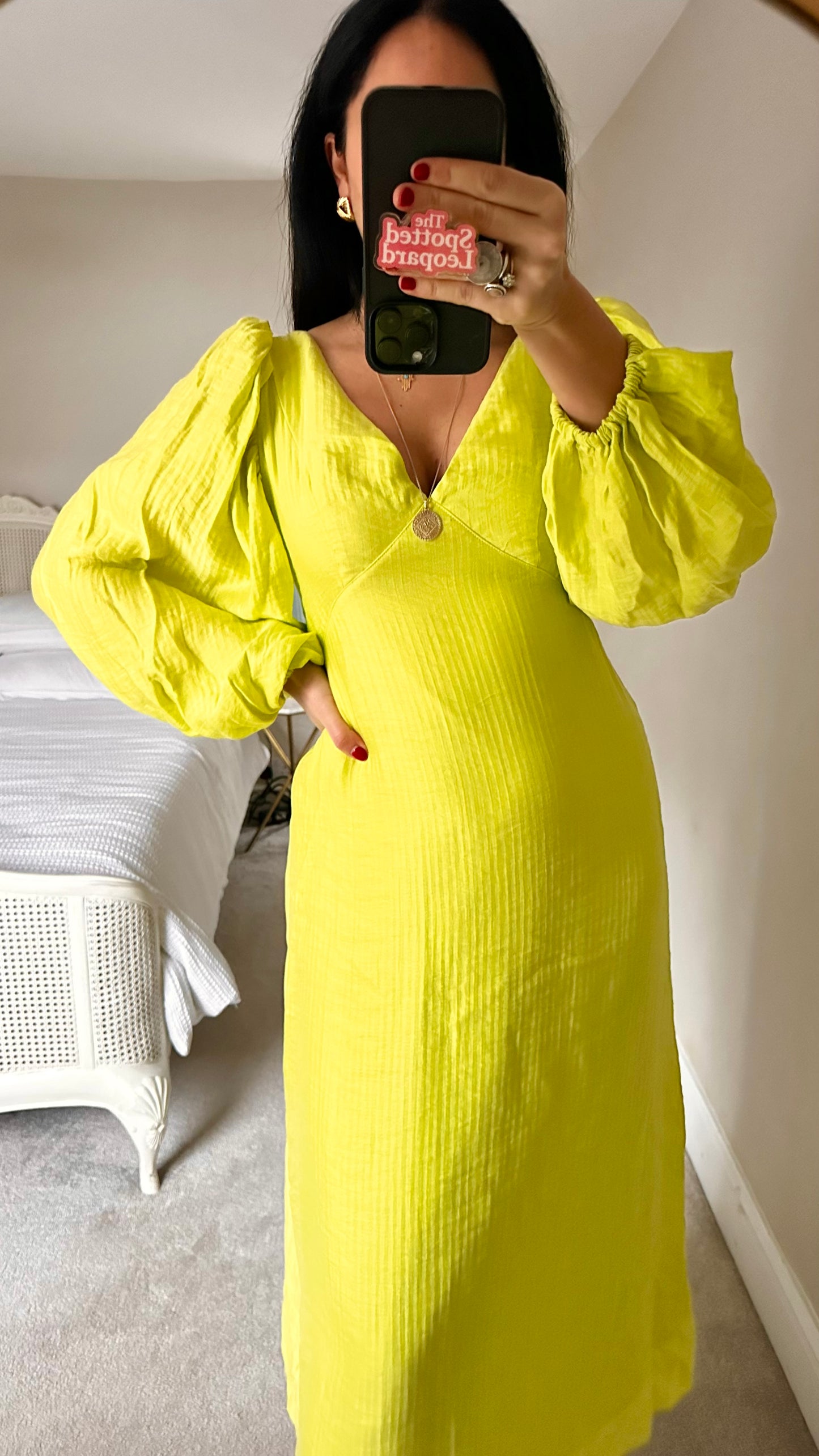 Nobody’s Child lime green acid tie back wedding guest event dress small UK 10 long vgc