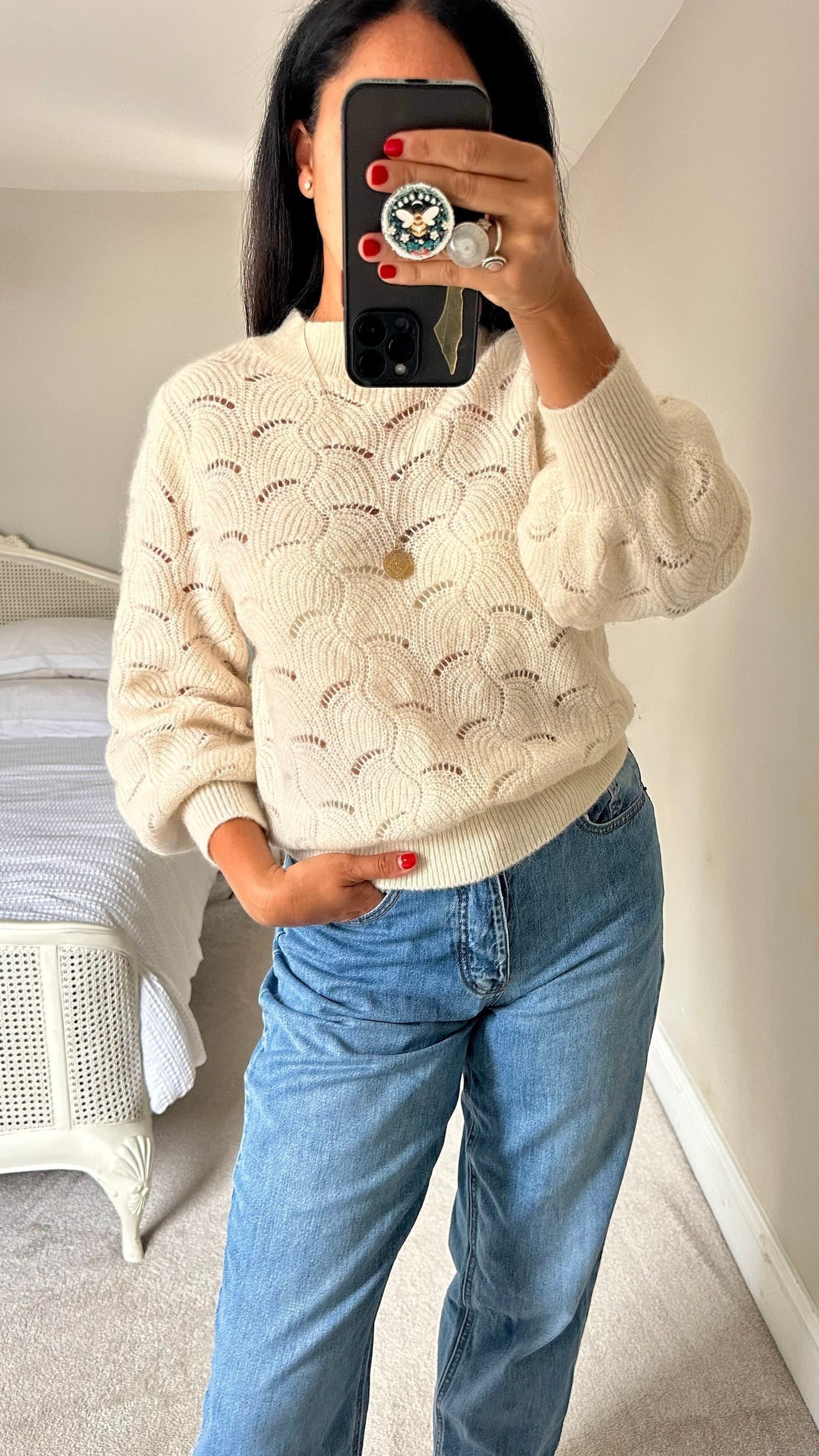 Selected femme cream alpaca blend knitted jumper large UK 12 vgc w25