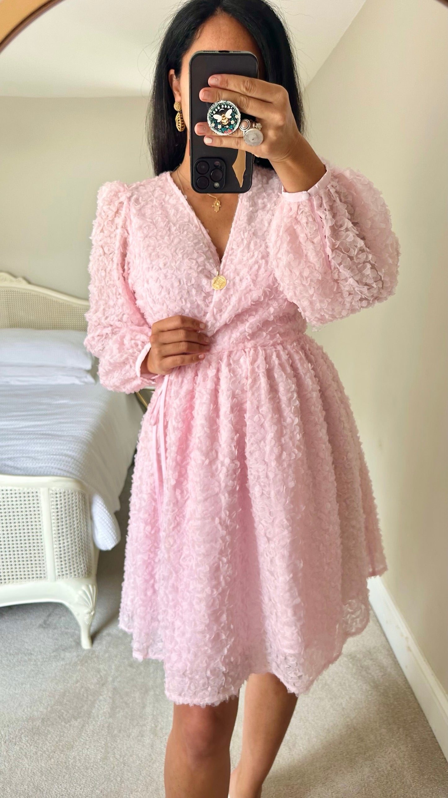 Selected Femme @ Anthropologie rose pink applique wedding guest event dress small UK 8  new bnwt