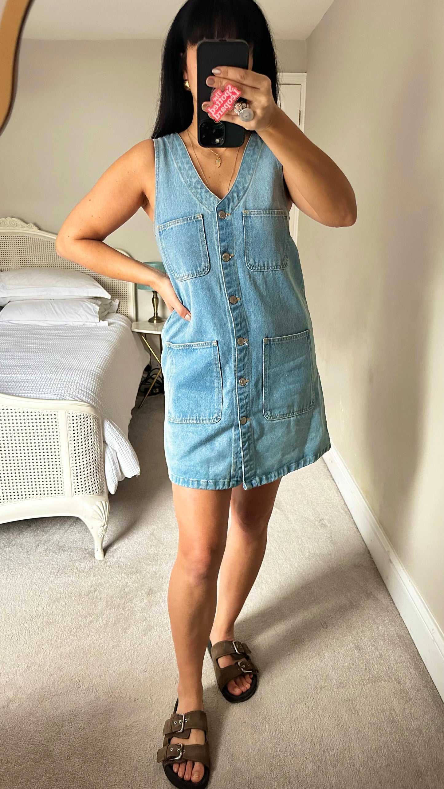 Nobody’s Child light blue denim button up casual dress mini small UK 8 vgc