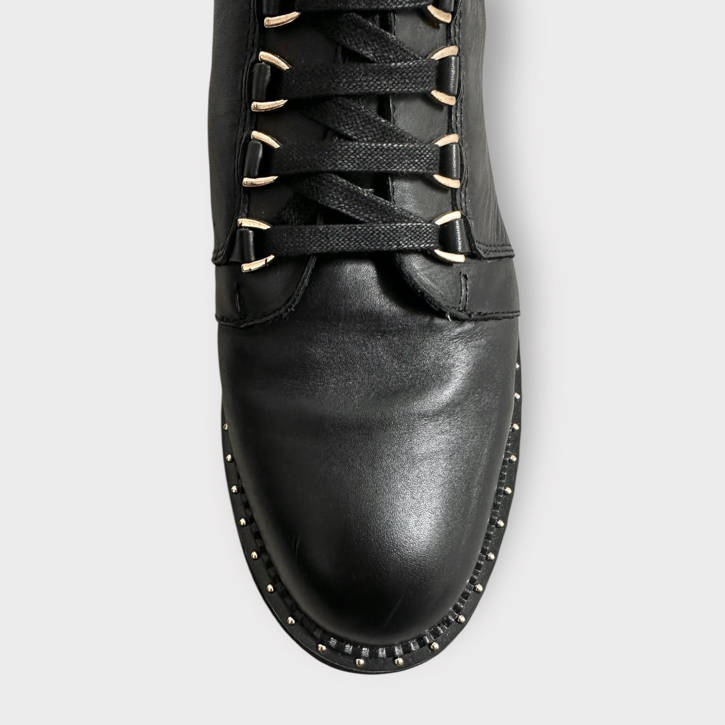 Office black leather lace up brogue grenson style boots EU 38 39 40 new bnwot w25