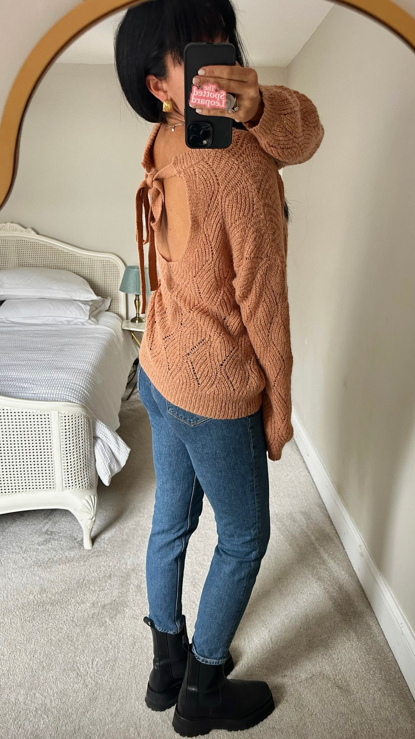 Oliver bonas camel tan alpaca wool blend knit jumper medium M UK 10 excellent used condition