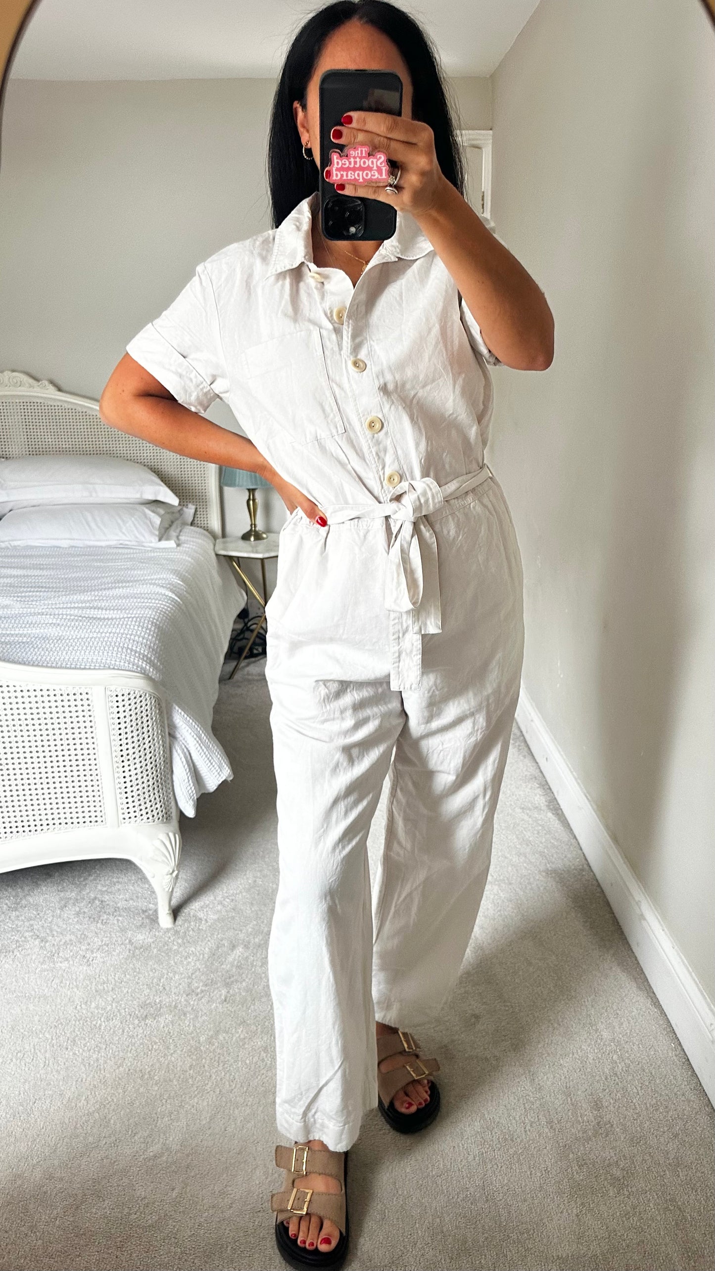 COS cream stone linen cotton blend jumpsuit playsuit trousersuit medium UK 12 vgc