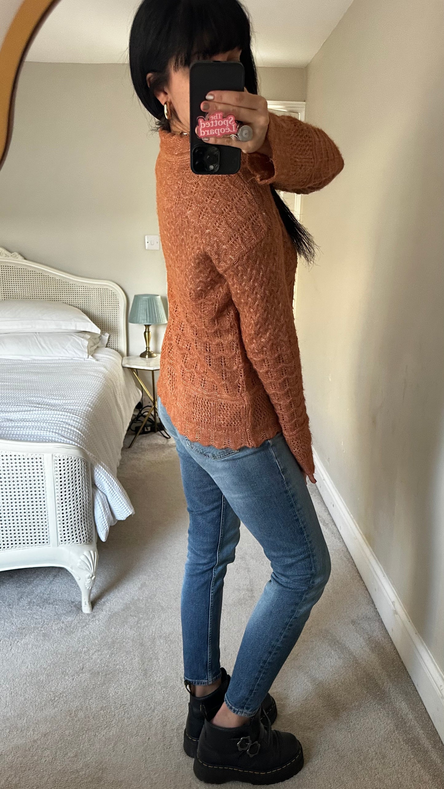 Fat face brown caramel alpaca wool knitted jumper medium UK 12 vgc