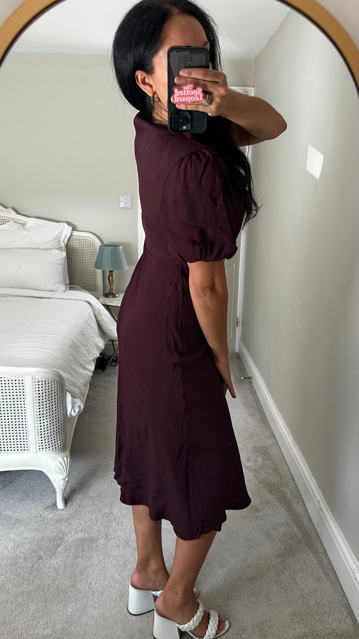 Ghost mulberry deep purple midi long wedding guest dress small UK 8-10 vgc