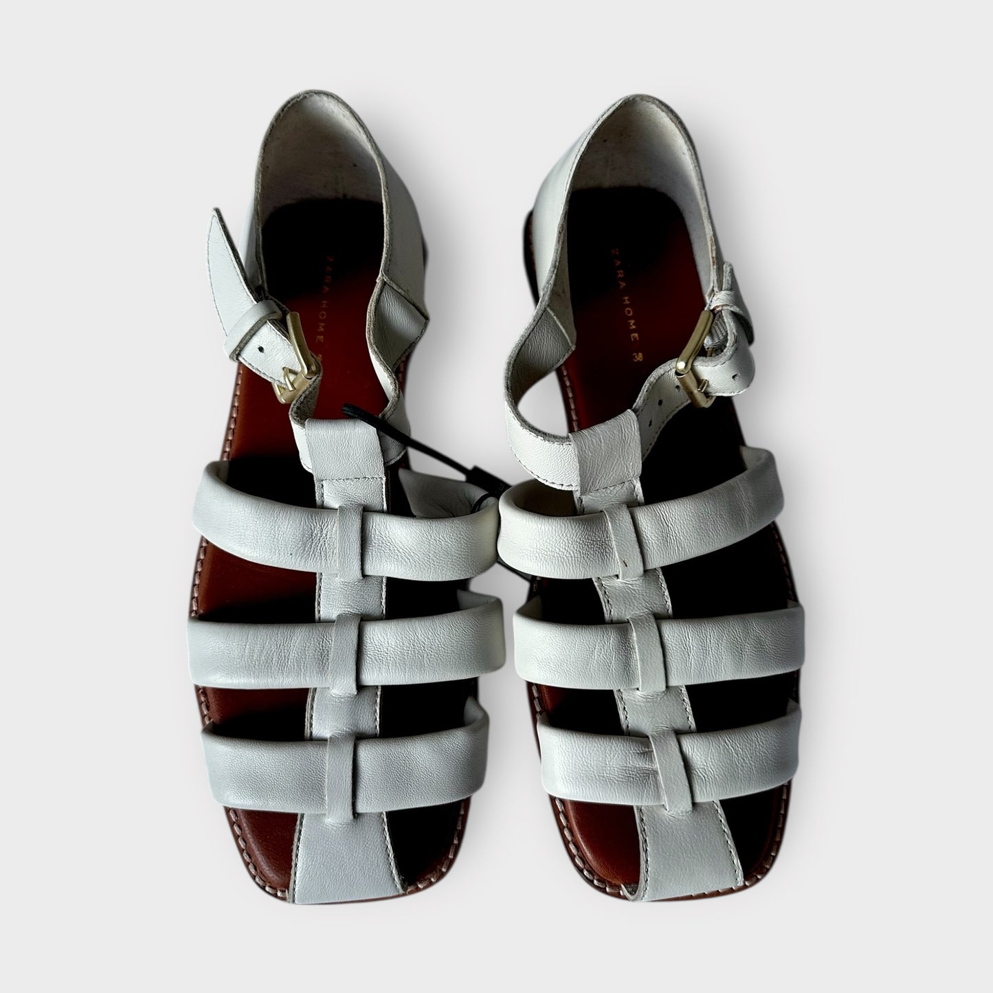 Zara caged leather gladiator fisherman sandal flats shoes EU 39 UK 6 new bnwt