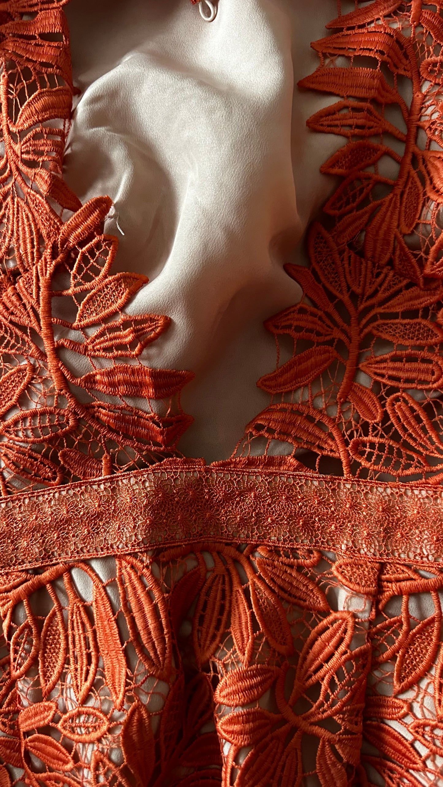 Reiss burnt orange lace mini event wedding guest dress small UK 8-10 vgc