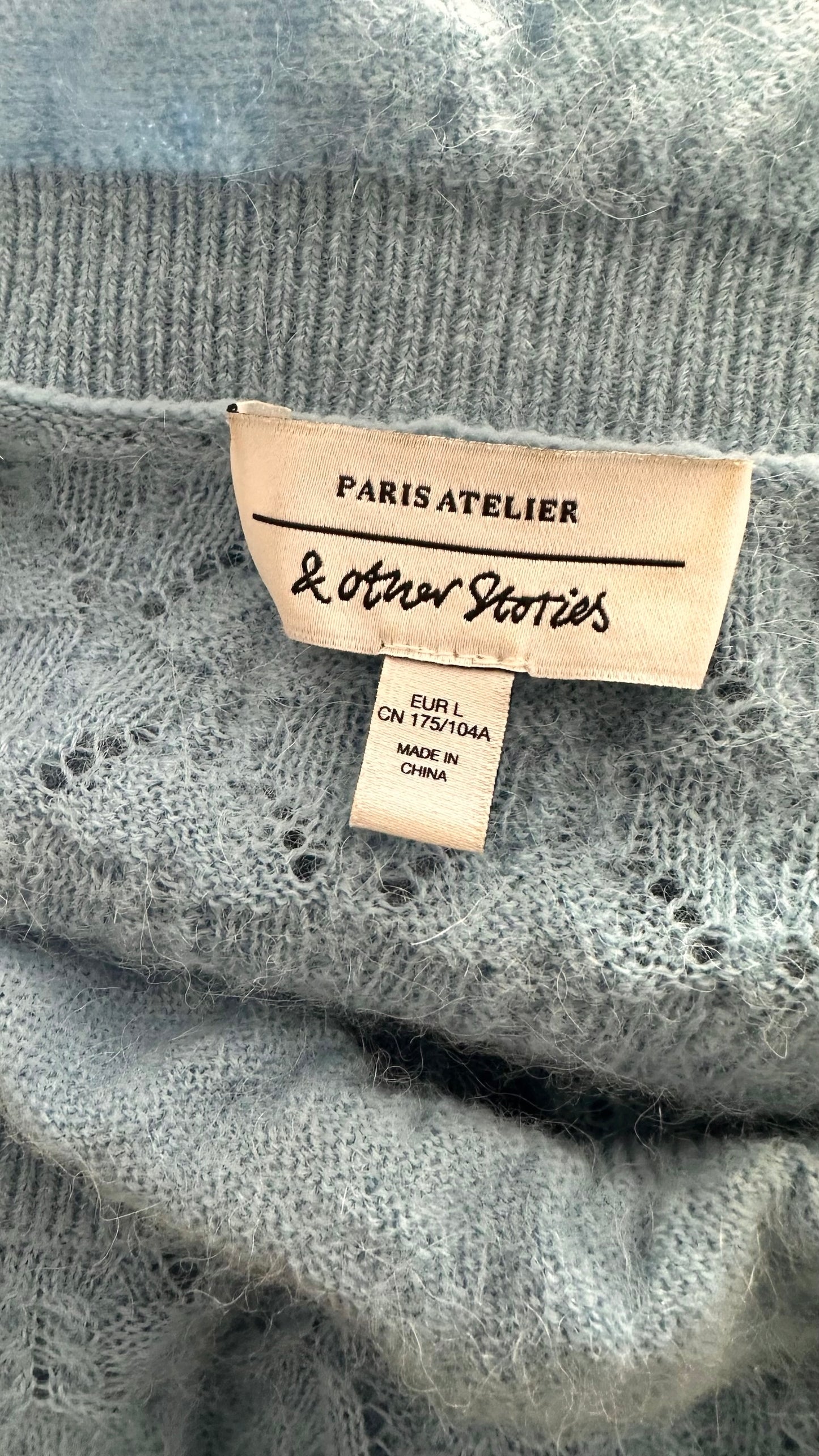 & Other stories pale blue mohair blend jumper large L UK 12 14 NWOT