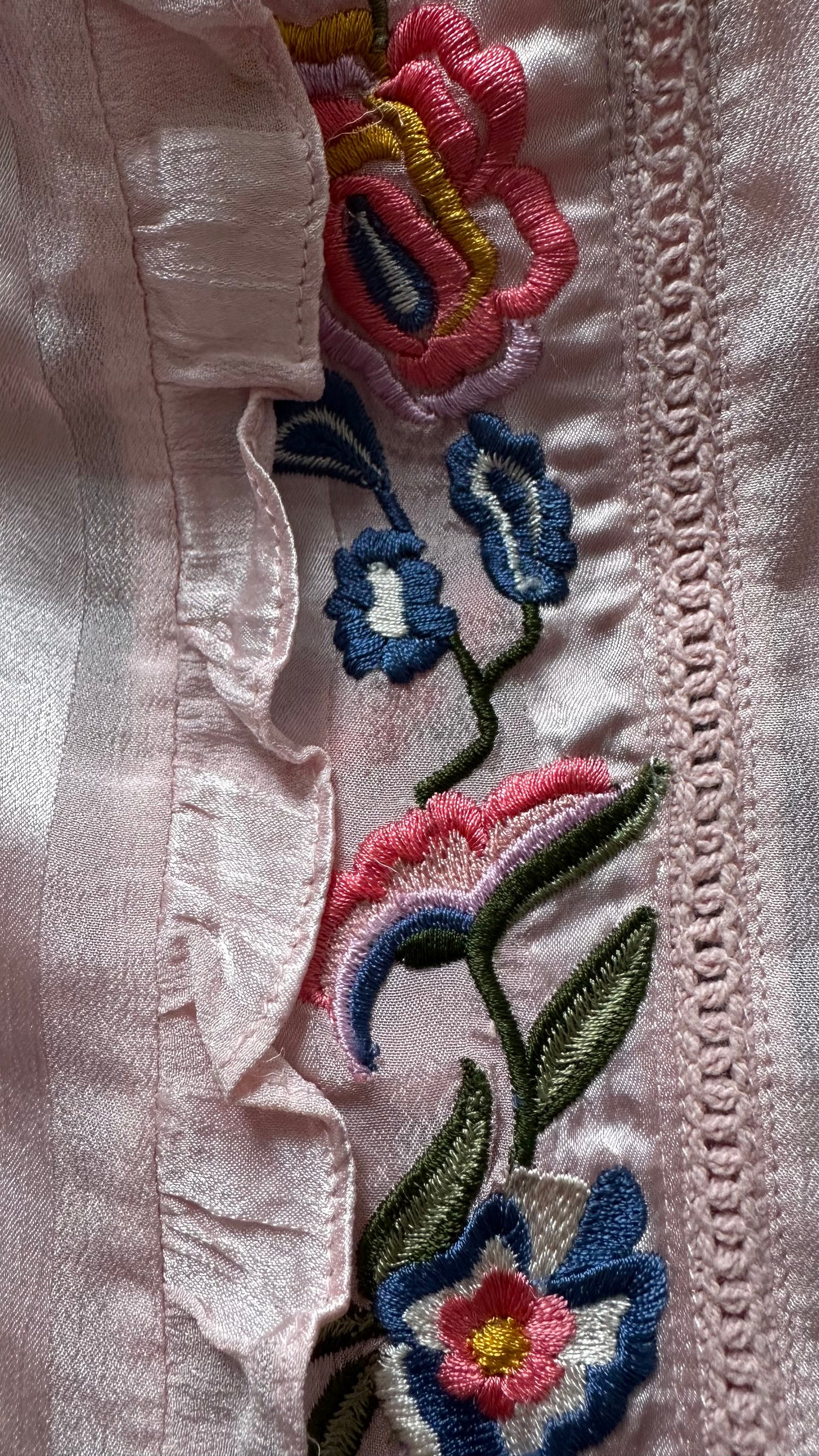 French Connection rose pink stripe embroidered event midi long dress medium UK 14 vgc