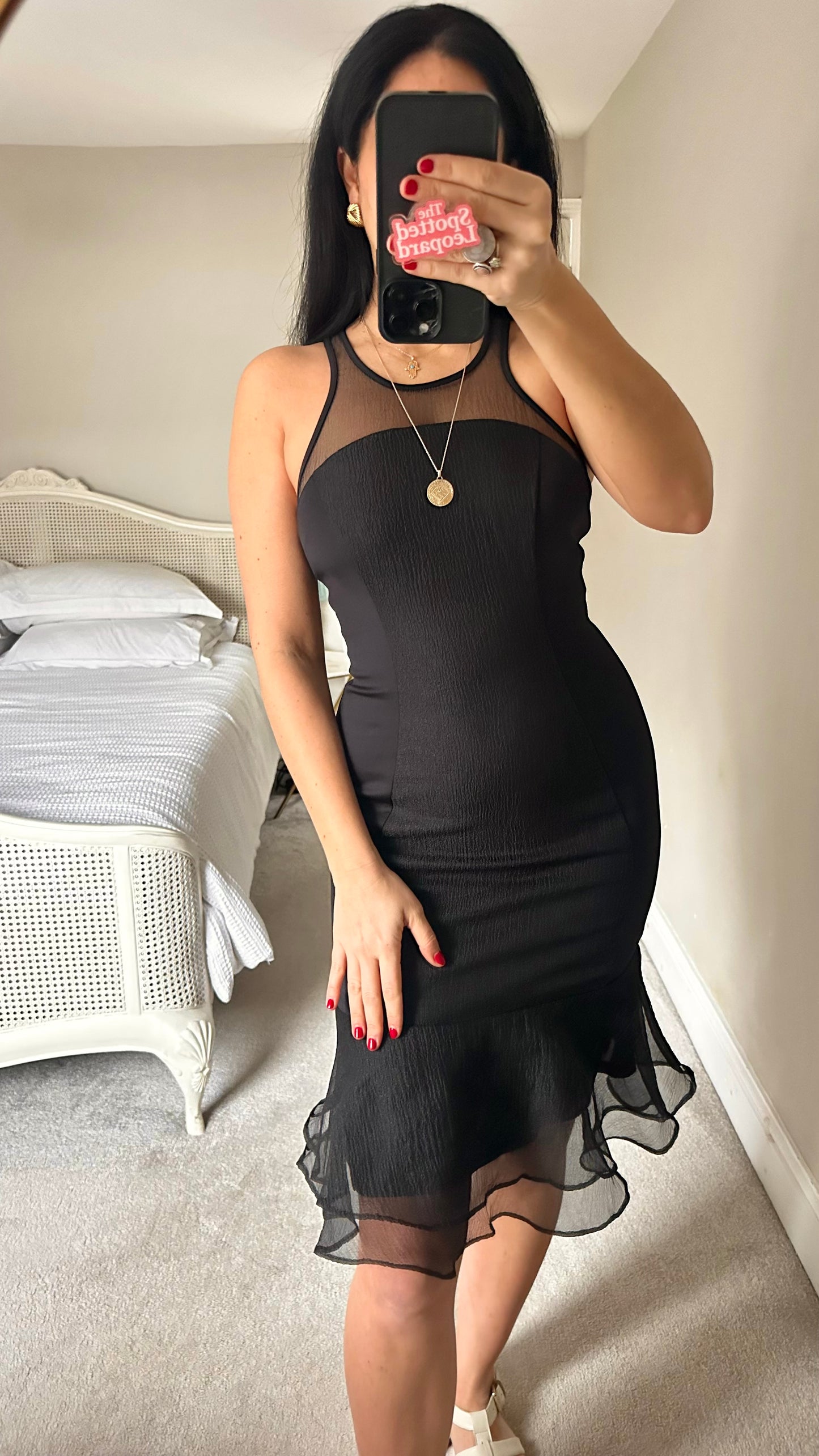 YAS black mesh mid length dress event small UK 10 races vgc