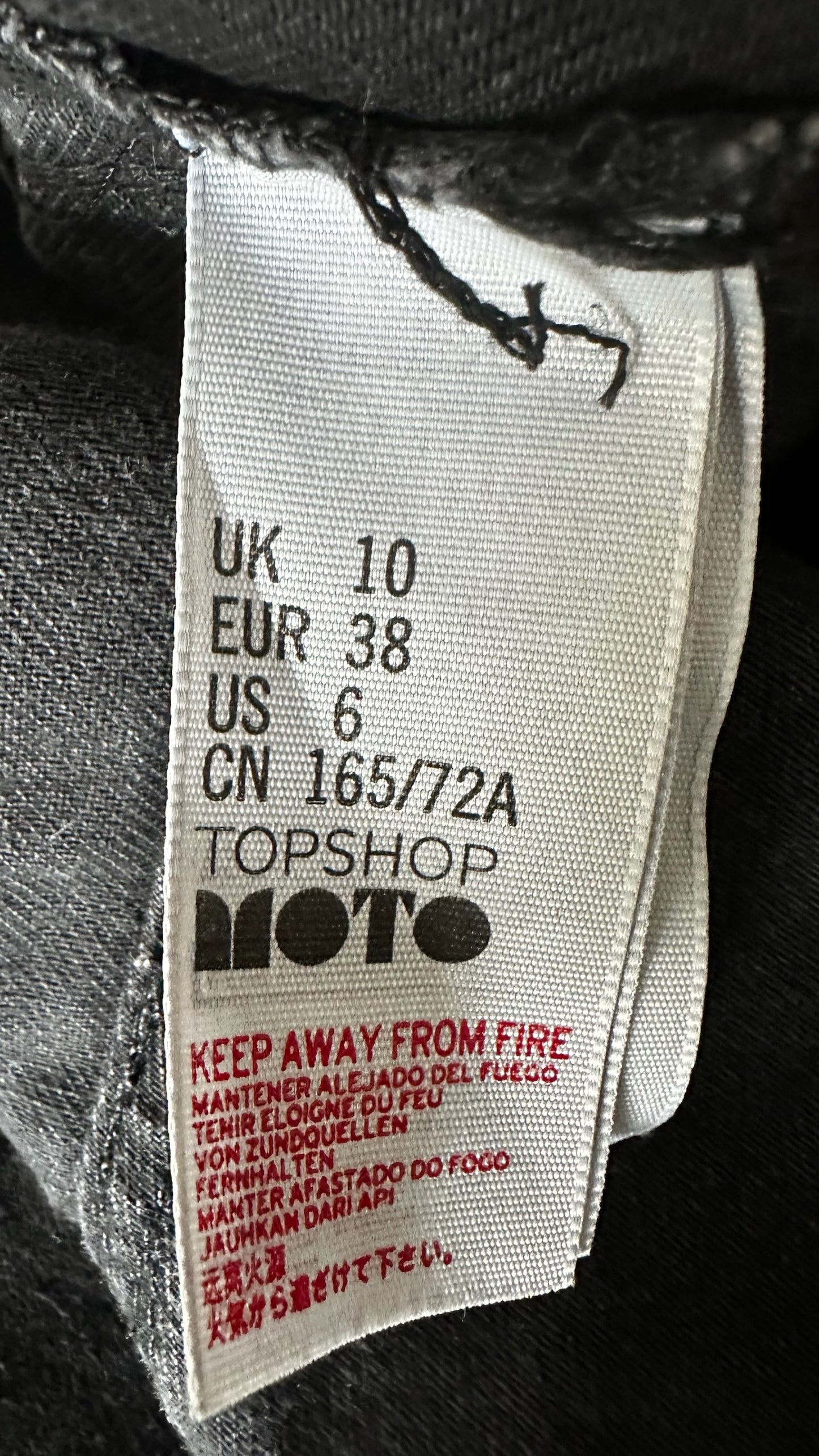 Topshop black charcoal denim jeans dungarees jumpsuit playsuit medium UK 10 vgc