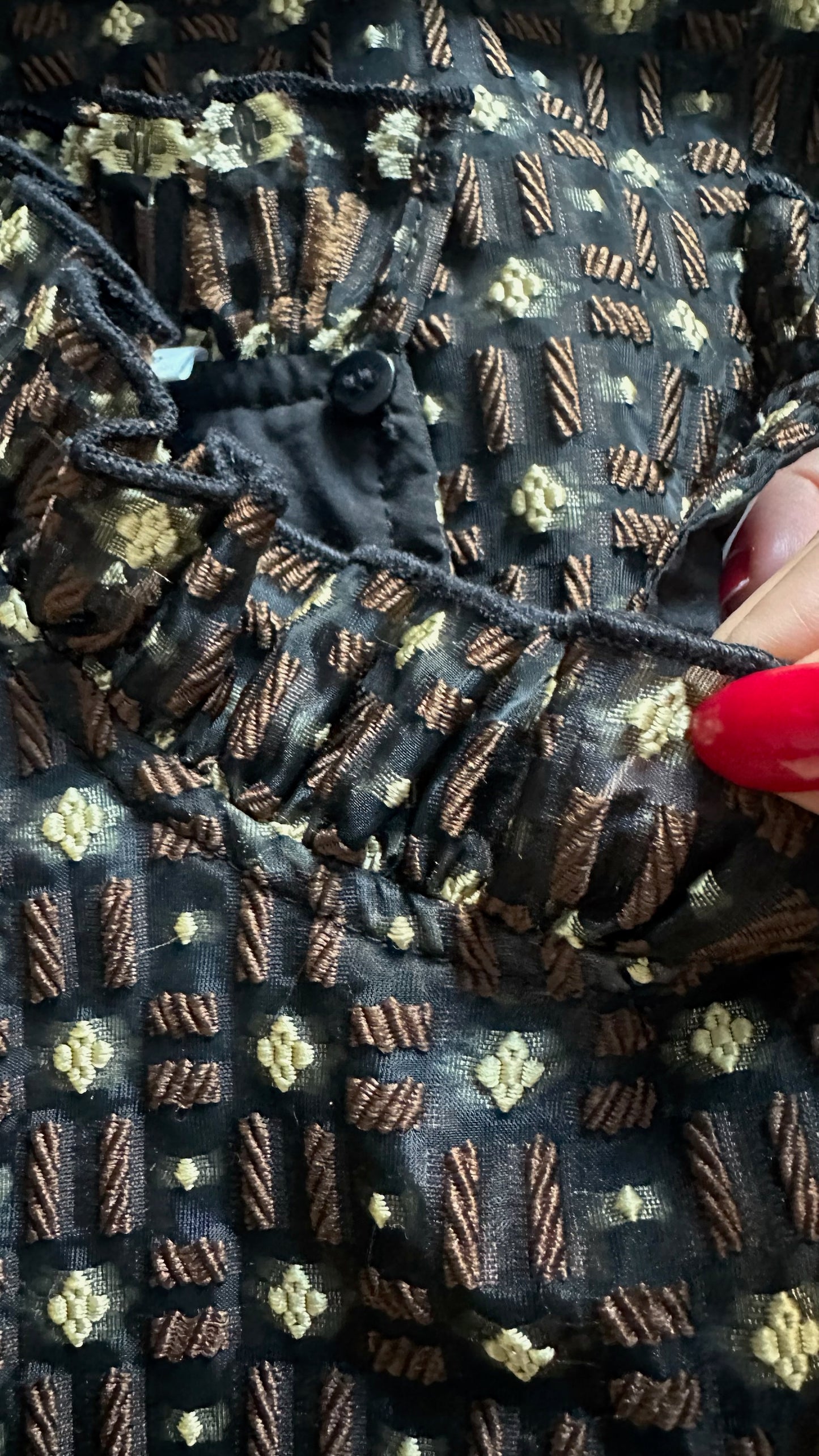 Selected femme @ anthropologie brown gold black mini event dress large UK 12 vgc XMS25