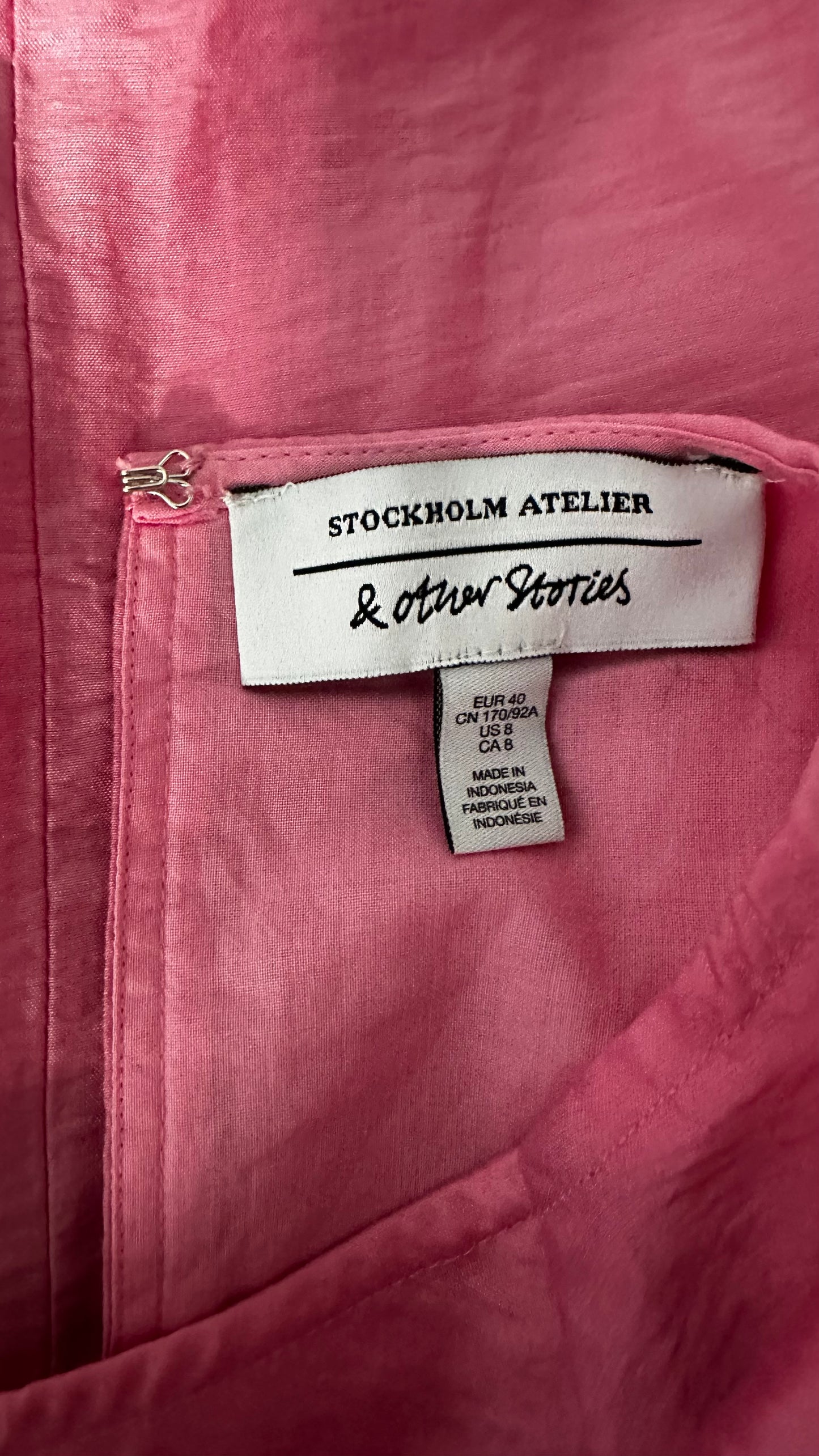 & other stories rose pink mini puff sleeve dress holiday medium UK 12 vgc