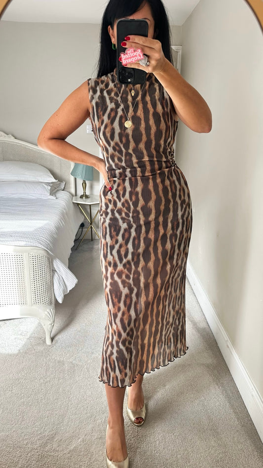 Anthropologie leopard print evening event midi dress large UK 12-14 vgc