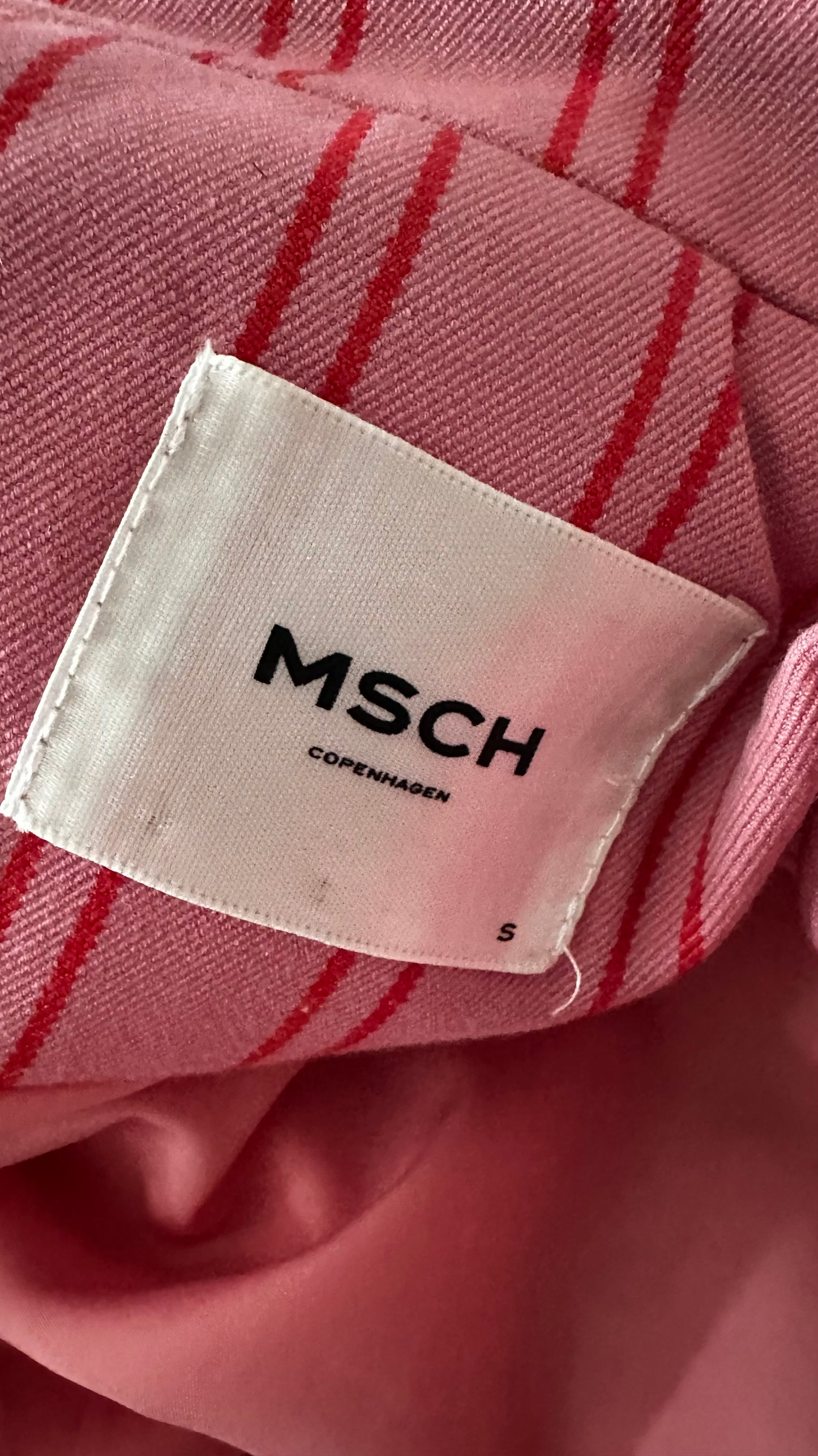 MSCH Copenhagen rose pink stripe oversized blazer jacket small UK 8-10 vgc