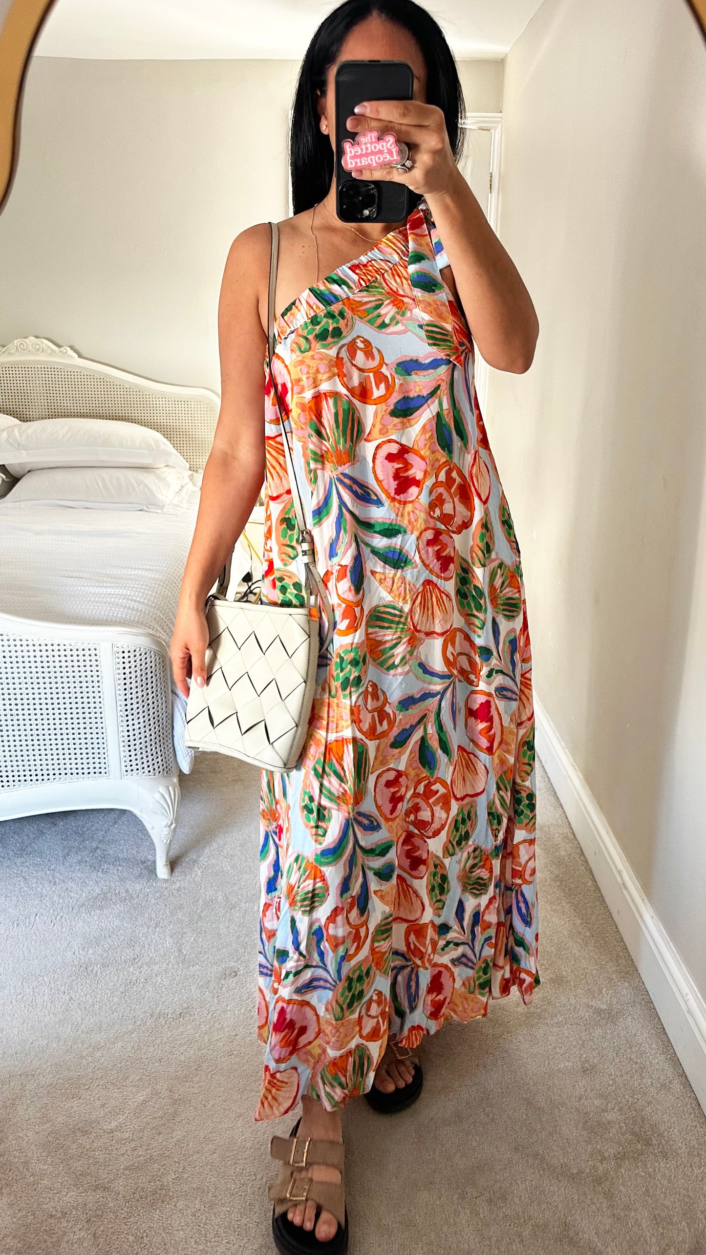Haven orange shell print one shoulder maxi long beach holiday dress Freesize UK 10 12 14