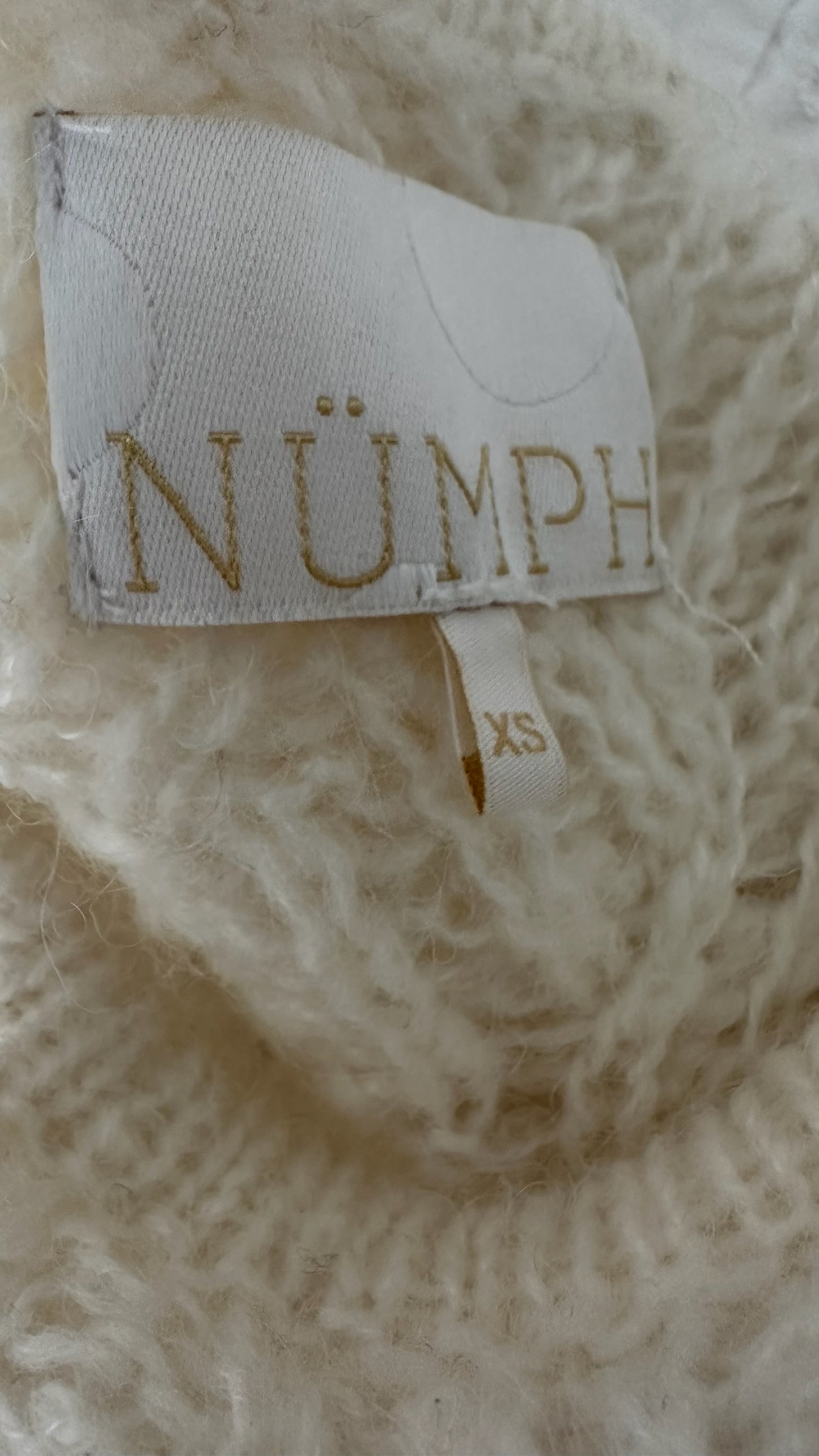 Numph @ Anthropologie white cream crochet knitted jumper medium UK 10 vgc w25