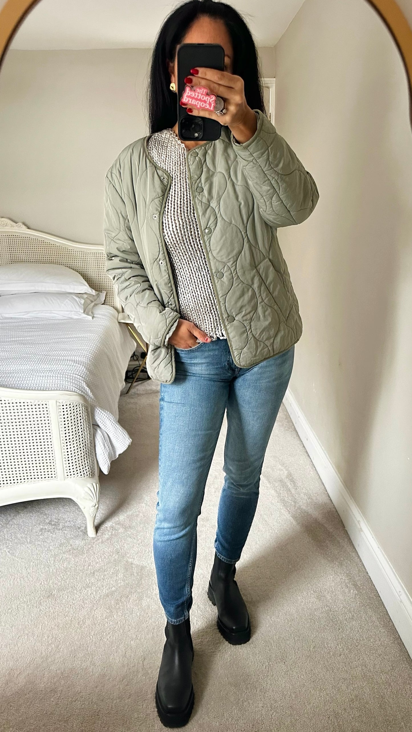 La Redoute olive khaki green quilted jacket large L UK 12-14 excellent used condition