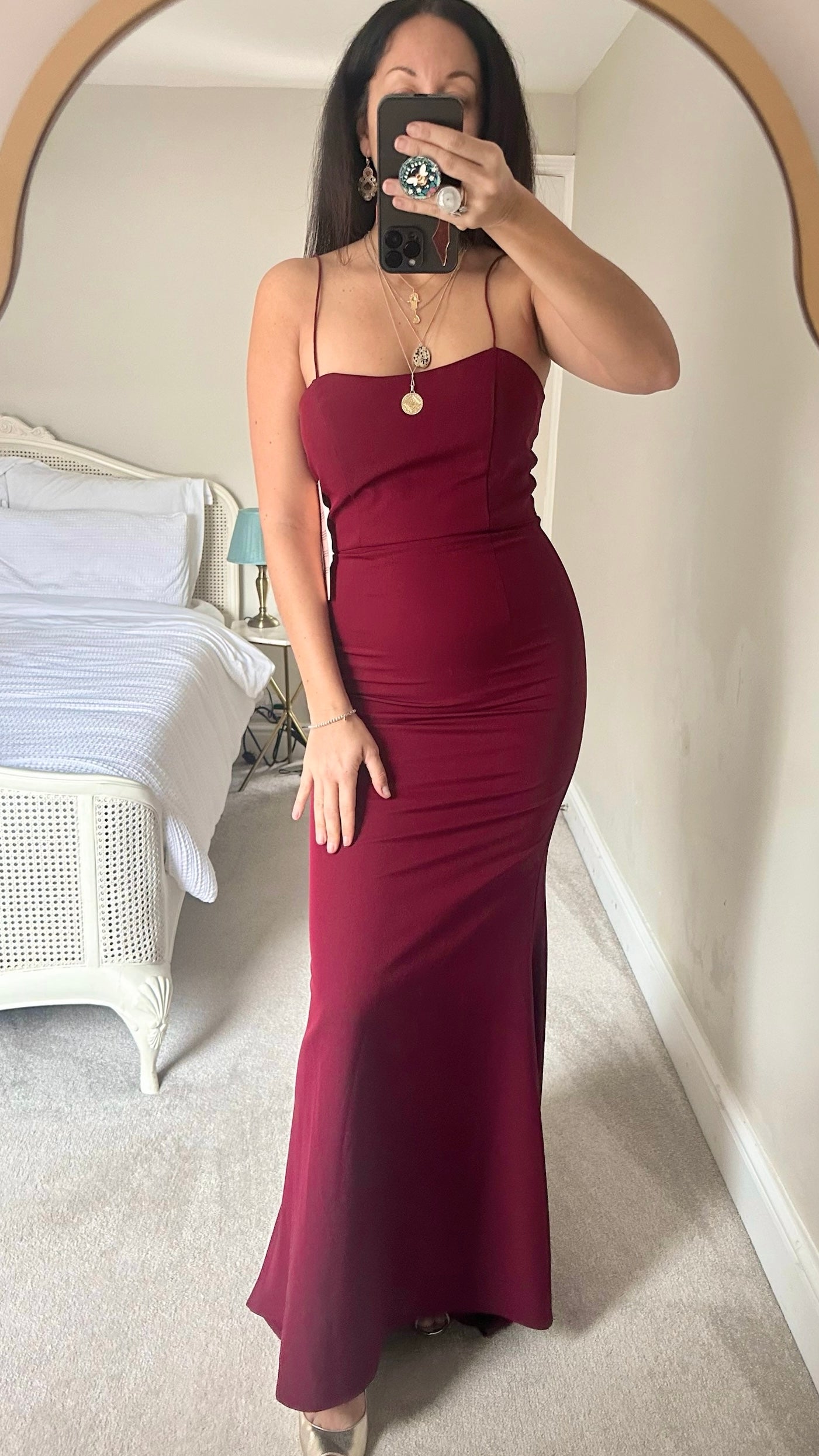 JARLO burgundy fitted maxi dress black tie gala event medium M UK 10 NWT