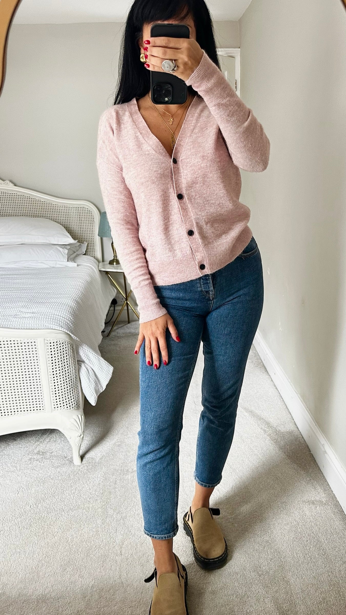 Selected femme beige pink alpaca blend knitted cardigan small UK 10 vgc
