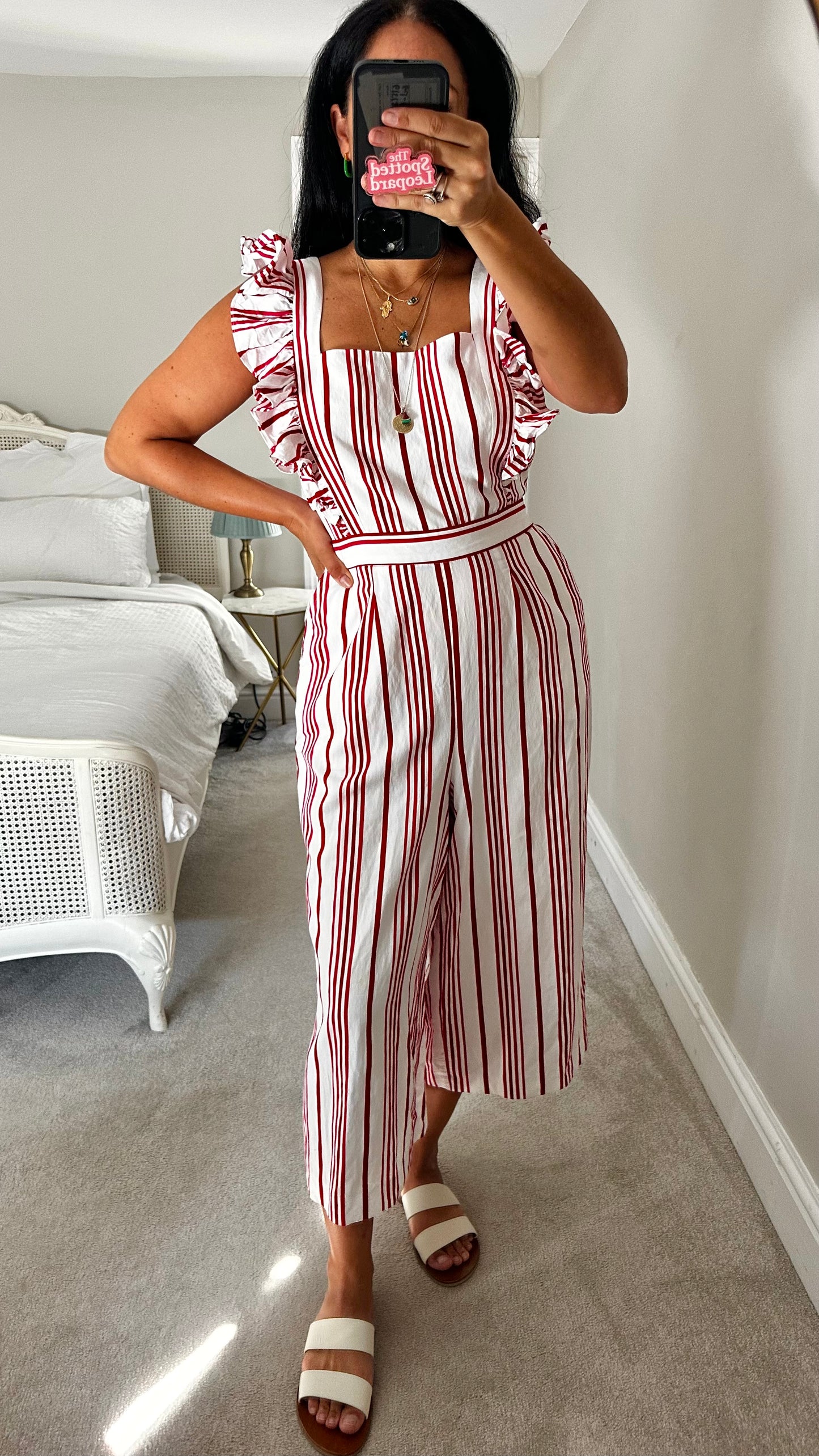 Ted Baker white red stripe jumpsuit playsuit trousersuit medium UK 14 EU 4 holiday