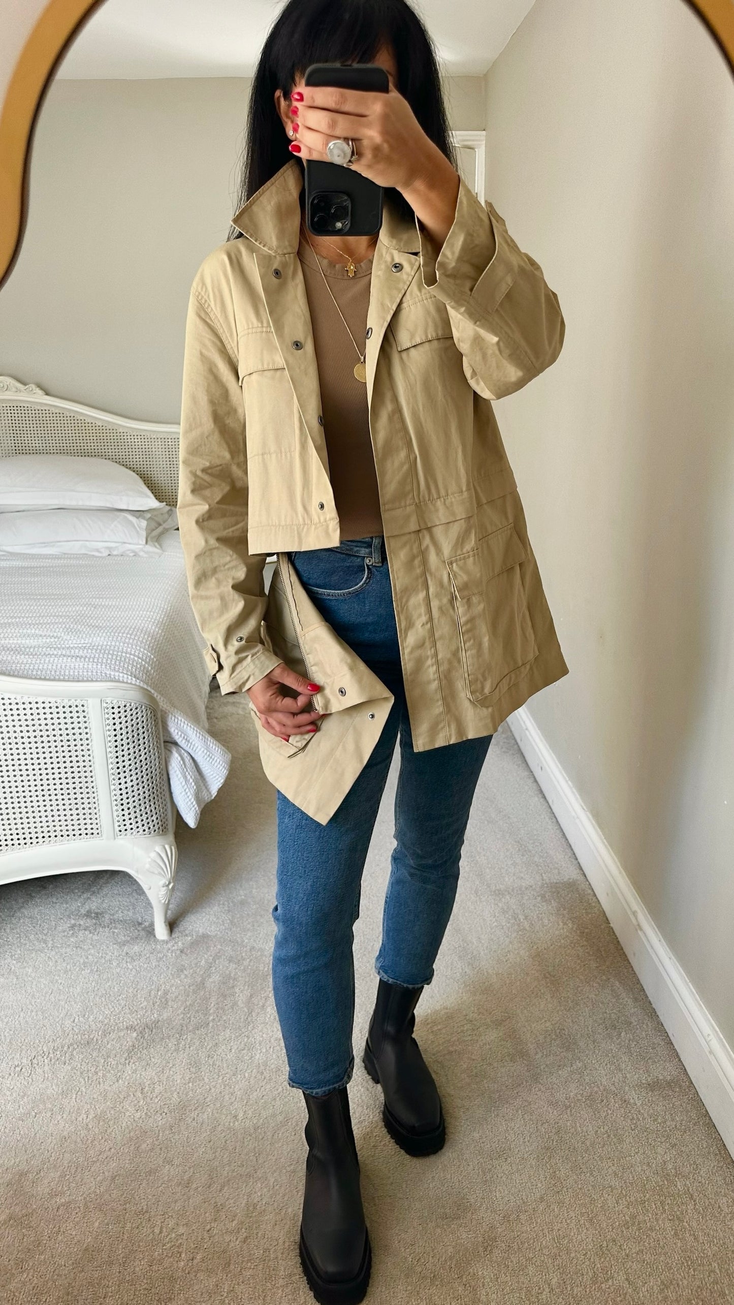 &other stories beige camel utility mac jacket medium M UK 10 excellent used condition
