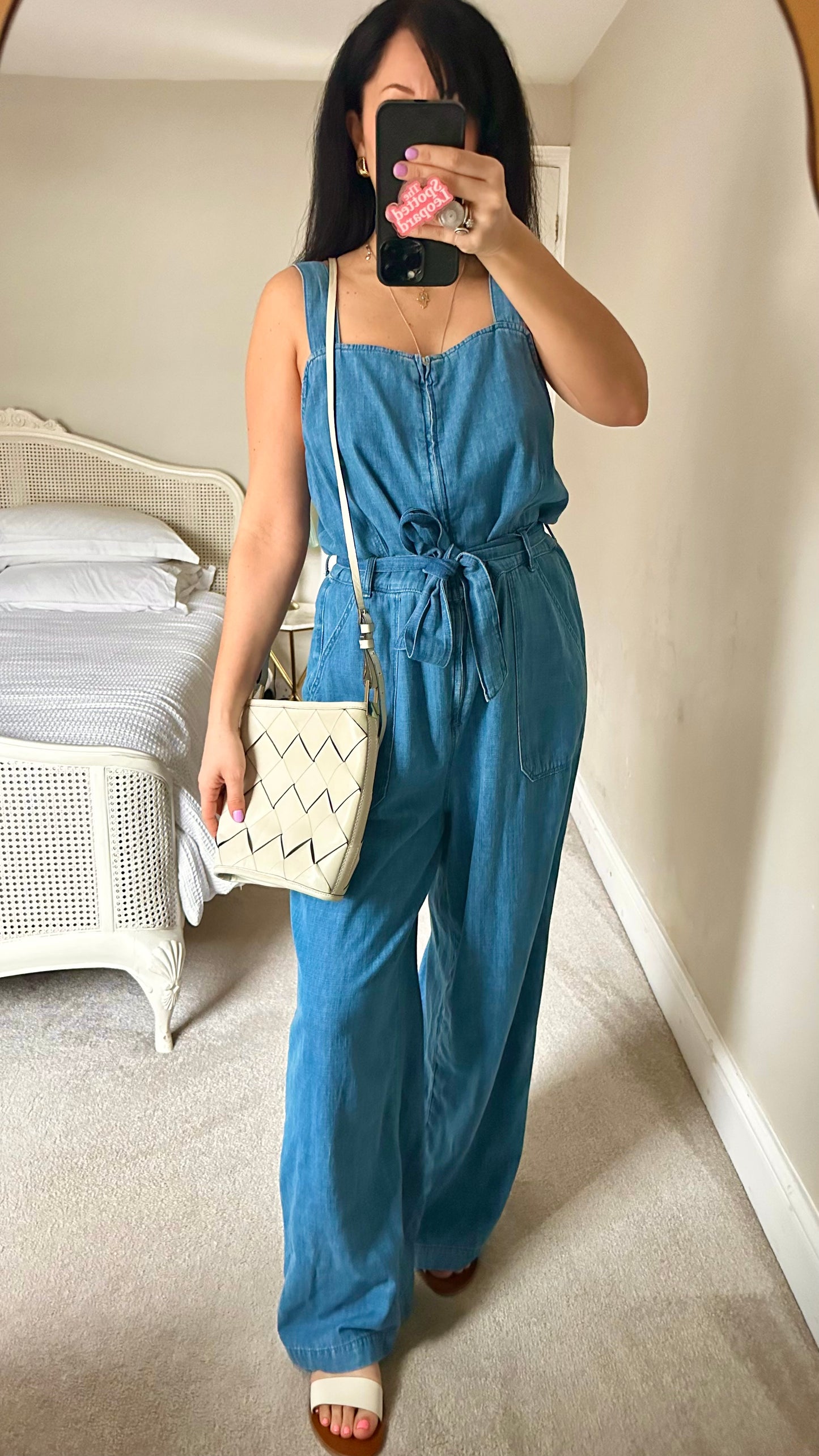 Oliver Bonas blue denim jeans jumpsuit dungarees medium UK 14 vgc
