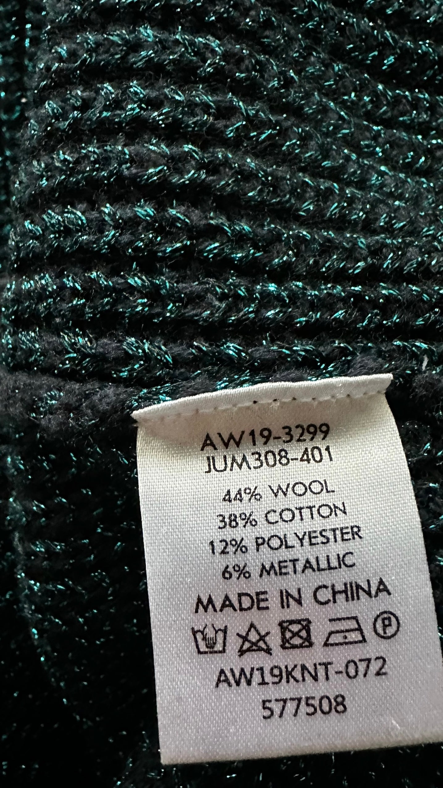 Hush turquoise green blue shimmer knit jumper medium M UK 10 XMS25 excellent used condition